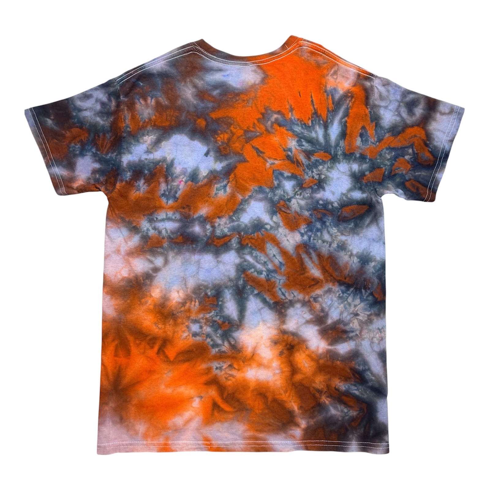 Orange/Black Tie Dye T‑Shirt – Vibrant Hand Dyed Pattern – Unisex Medium