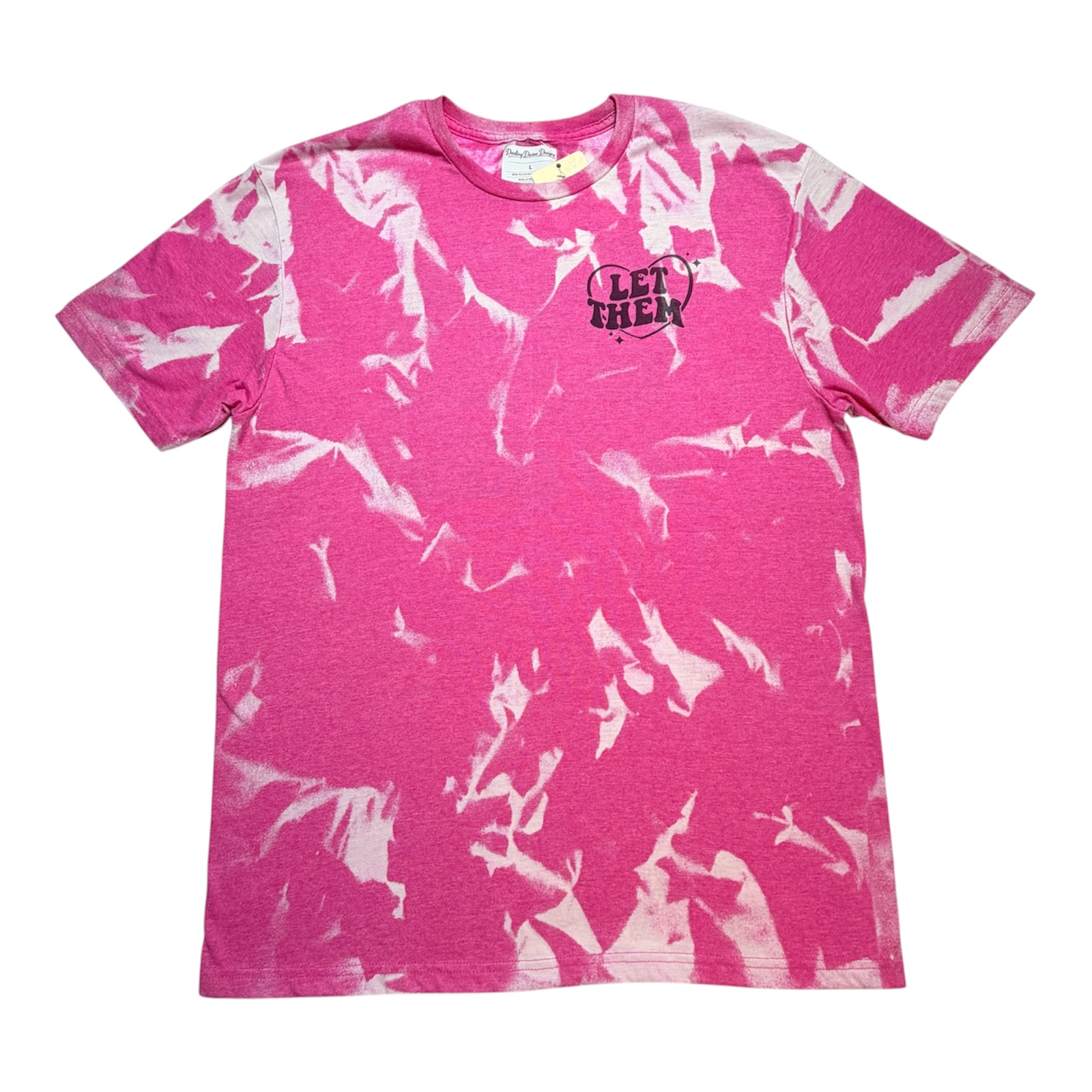 Bleach‑Dyed Heather Helvetica Tee – “Let Them” Front & Back Graphic - Large