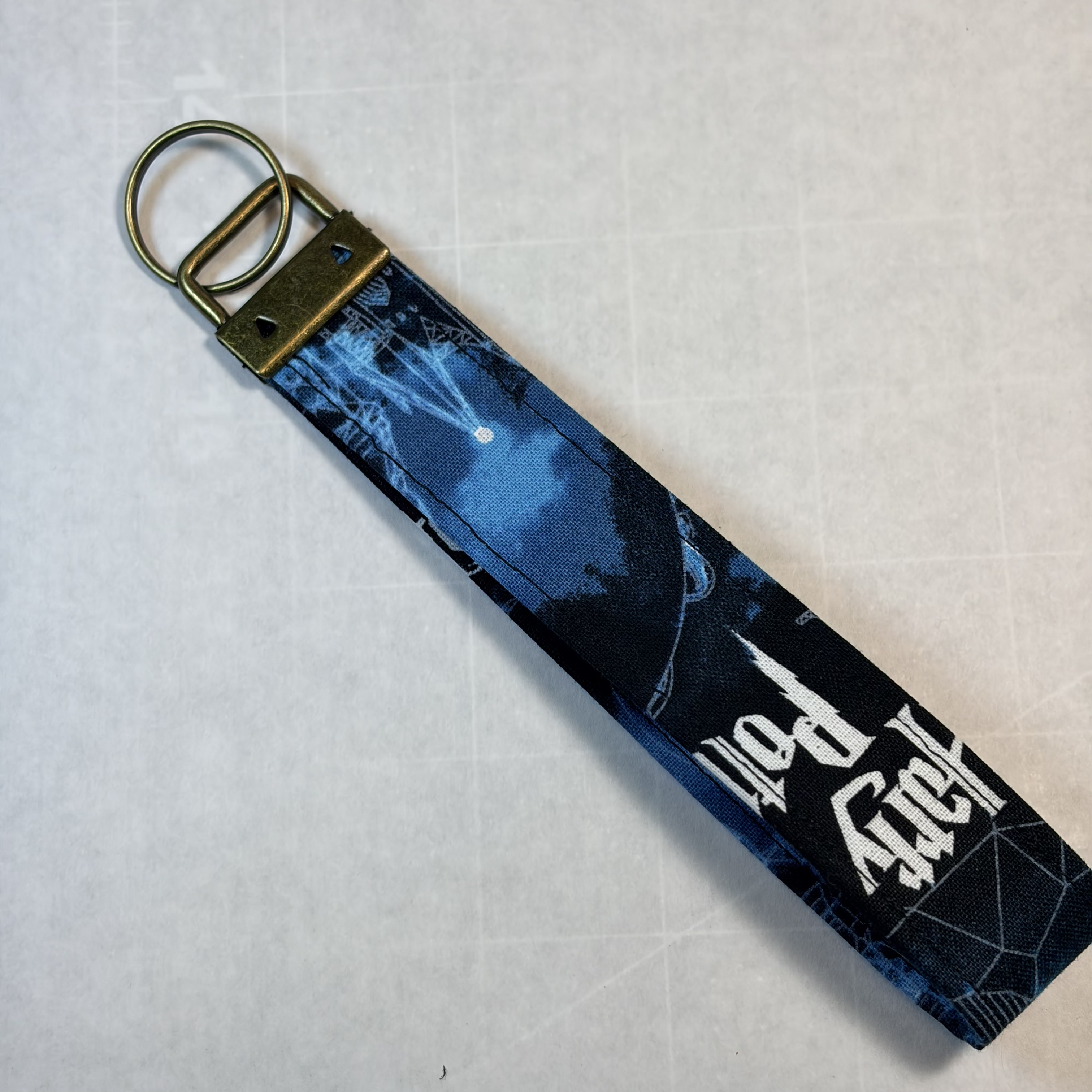 Harry Potter Key Fob Wristlet Handmade 6.5" Fabric Keychain with Bronze Hardware