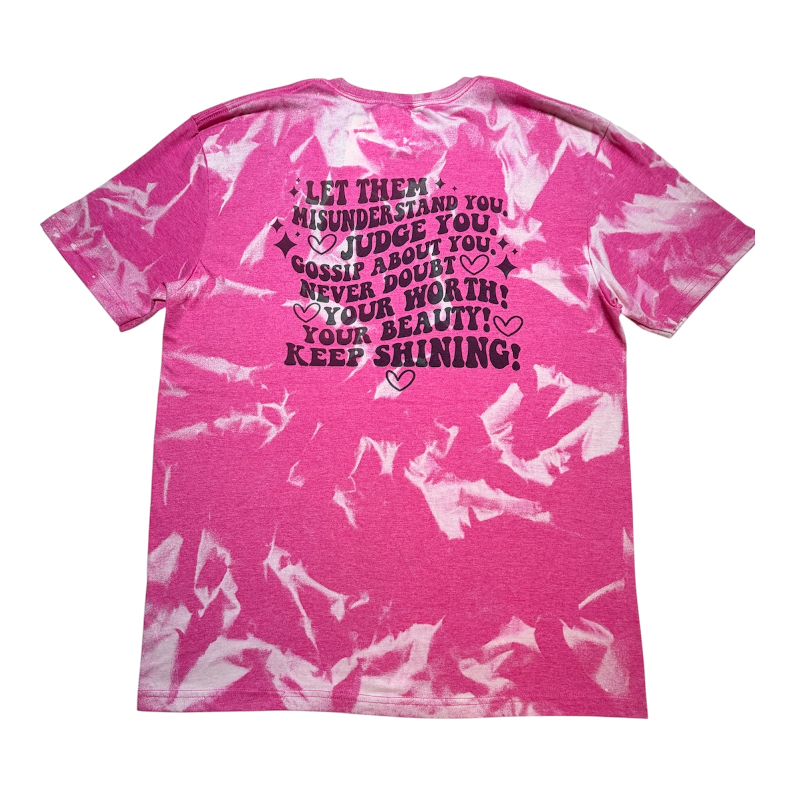 Bleach‑Dyed Heather Helvetica Tee – “Let Them” Front & Back Graphic - Large