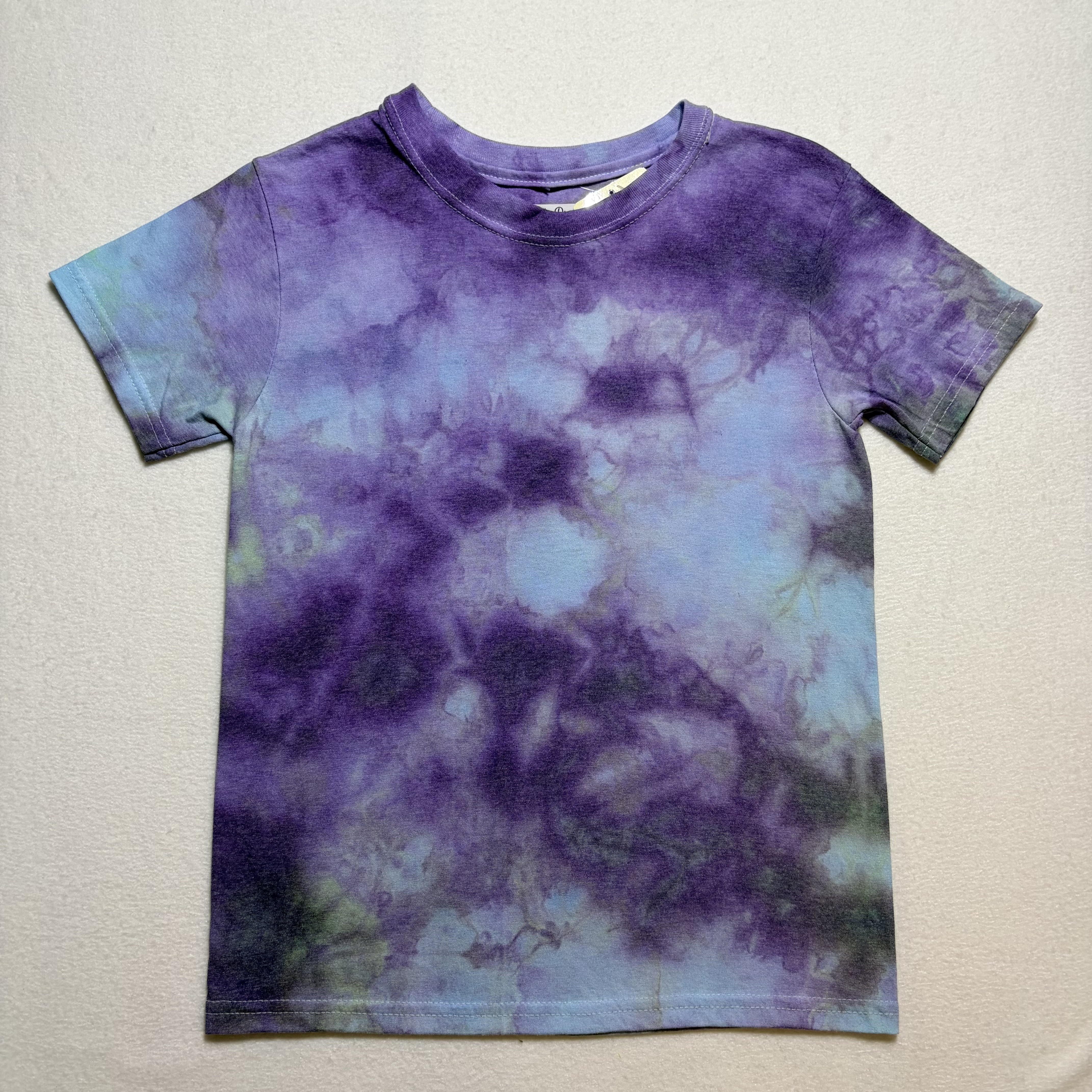 Youth Tie Dye T‑Shirt –Purple/Blue Pattern – Medium 50/50 Blend
