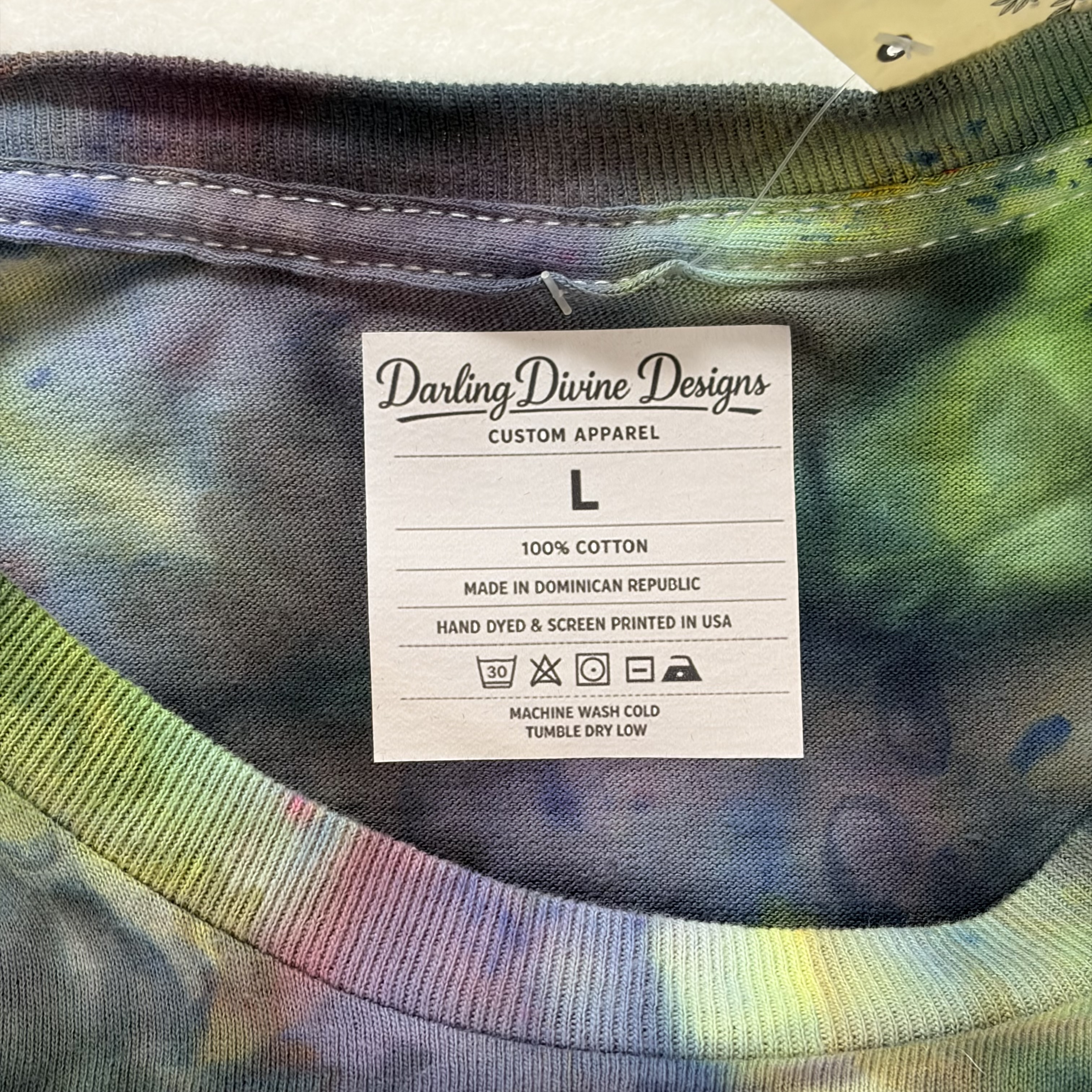 Multicolor Tie Dye T‑Shirt – Handmade Unique Pattern – Unisex Large