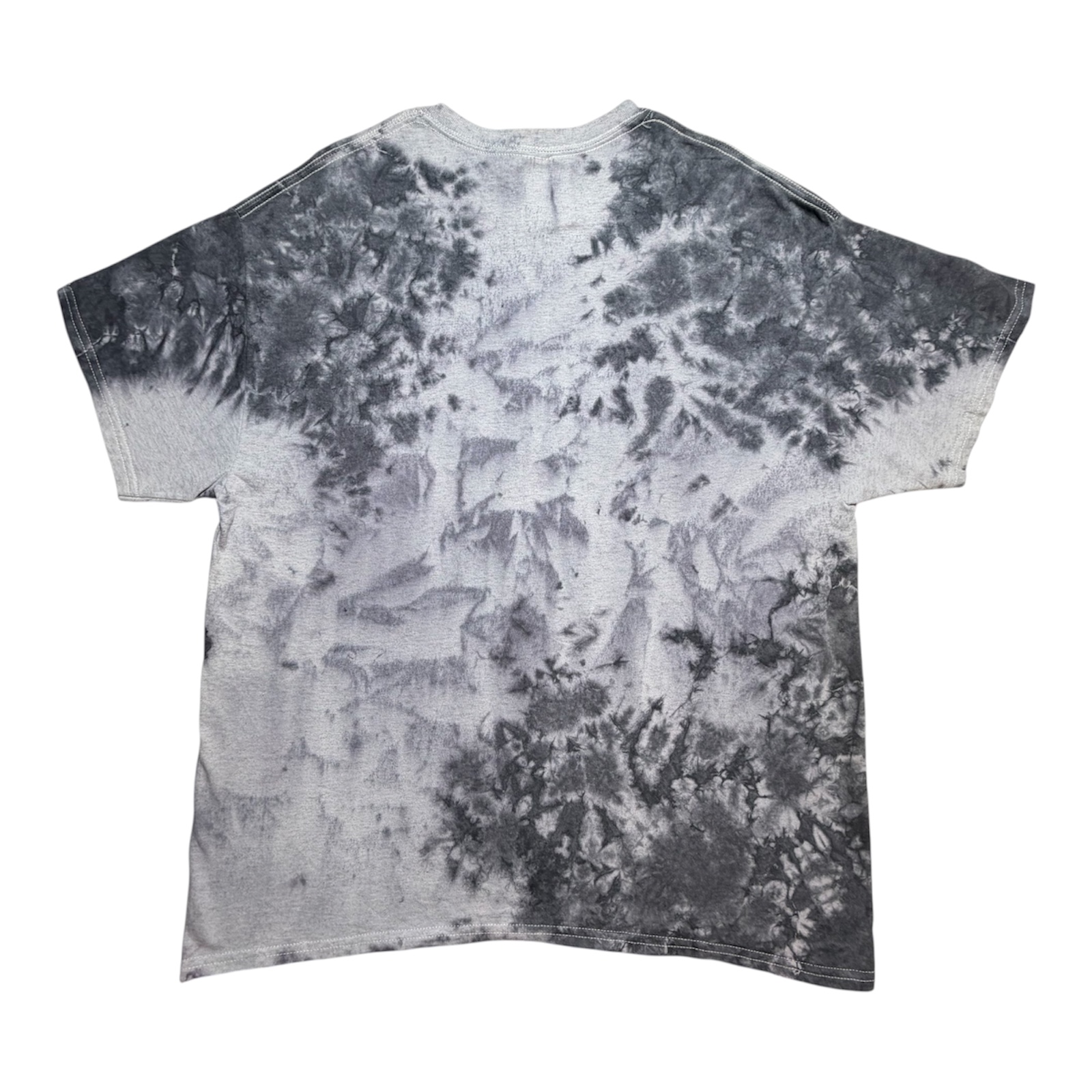 Black & Gray Tie Dye Graphic Tee – “Just Breathe” Pink Accent – Handmade XL