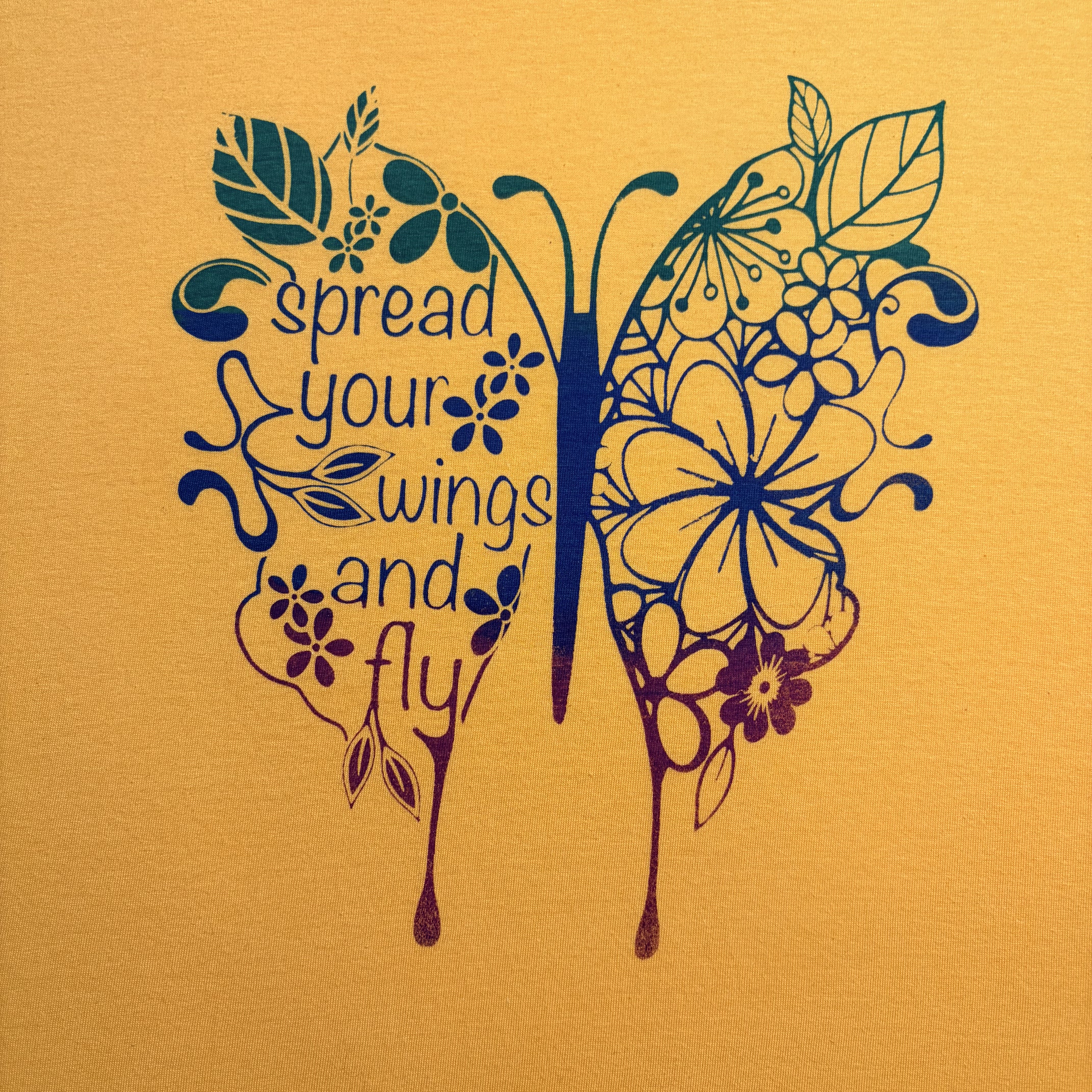 Gold Inspirational Graphic Tee – “Spread Your Wings and Fly” – Unisex XL