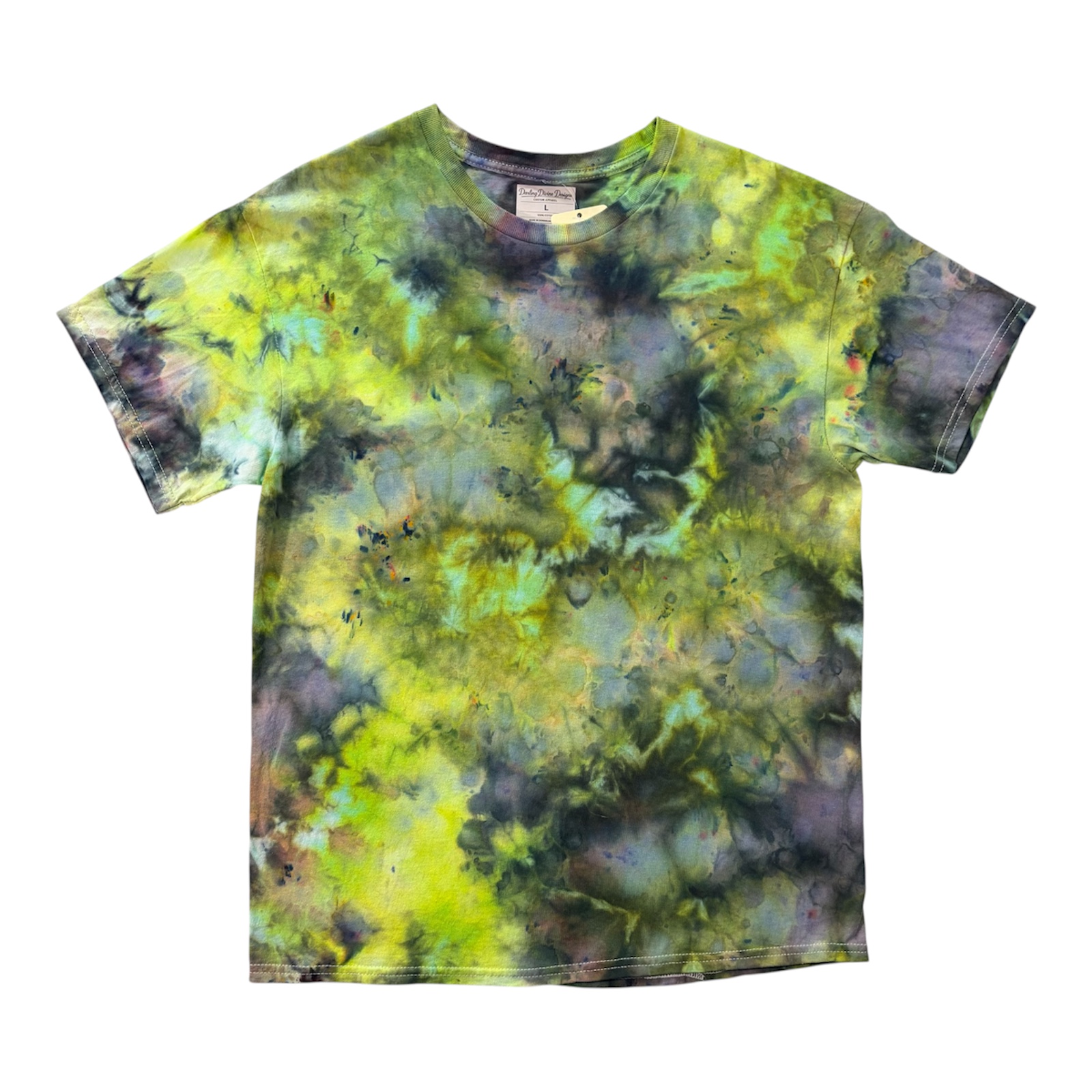 Multicolor Tie Dye T‑Shirt – Handmade Unique Pattern – Unisex Large