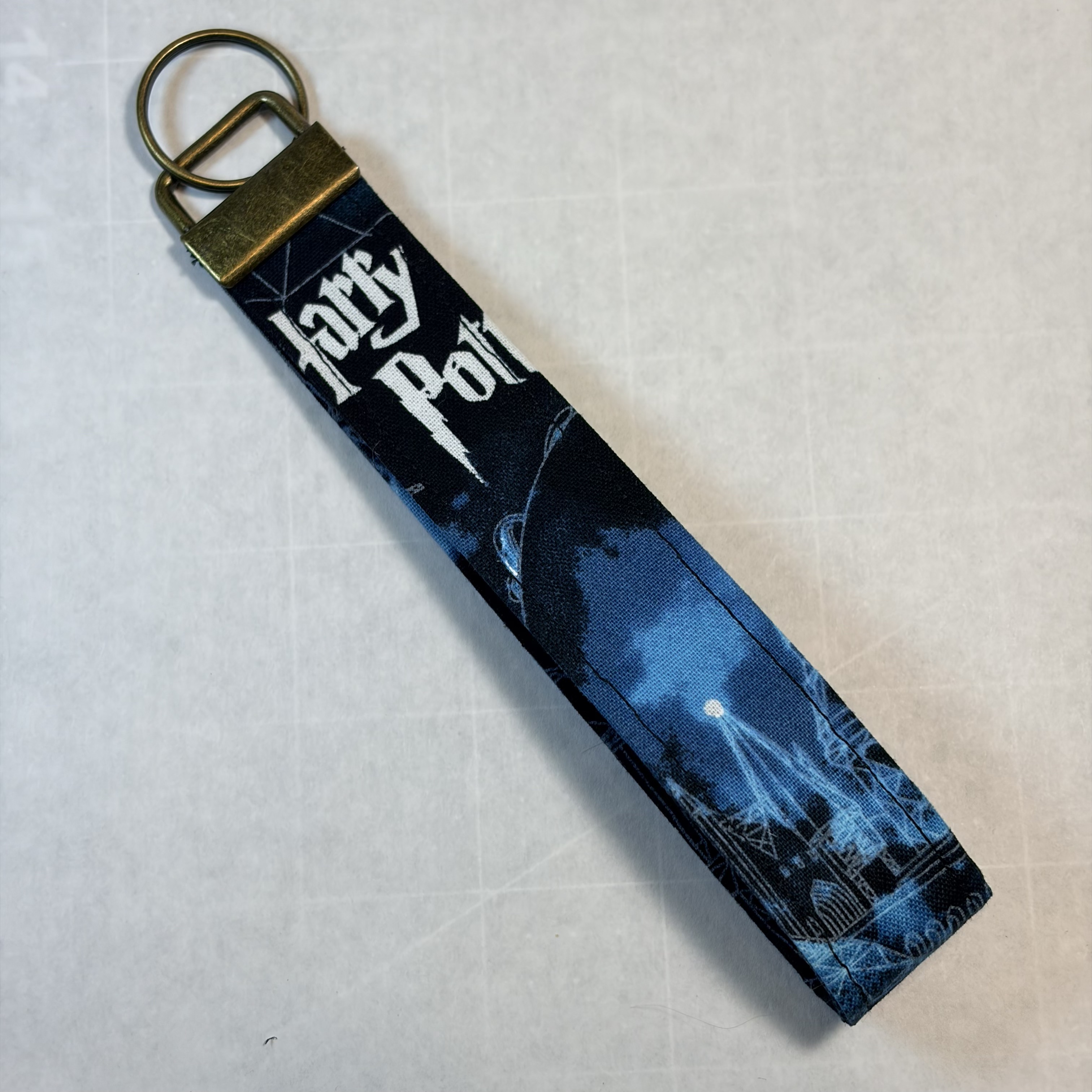 Harry Potter Key Fob Wristlet Handmade 6.5" Fabric Keychain with Bronze Hardware