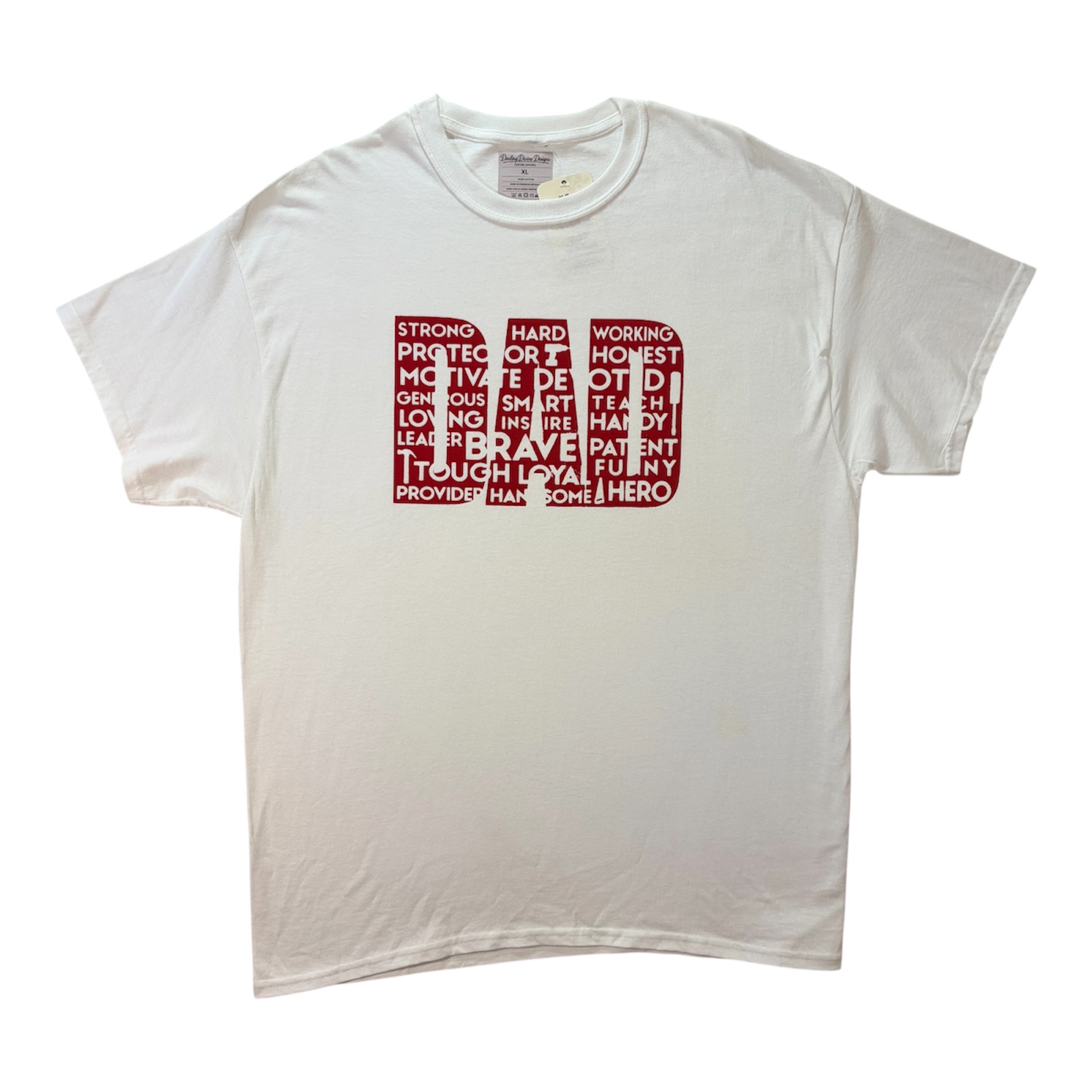 White DAD Word Art Graphic Tee – Father’s Day Gift – Unisex XL