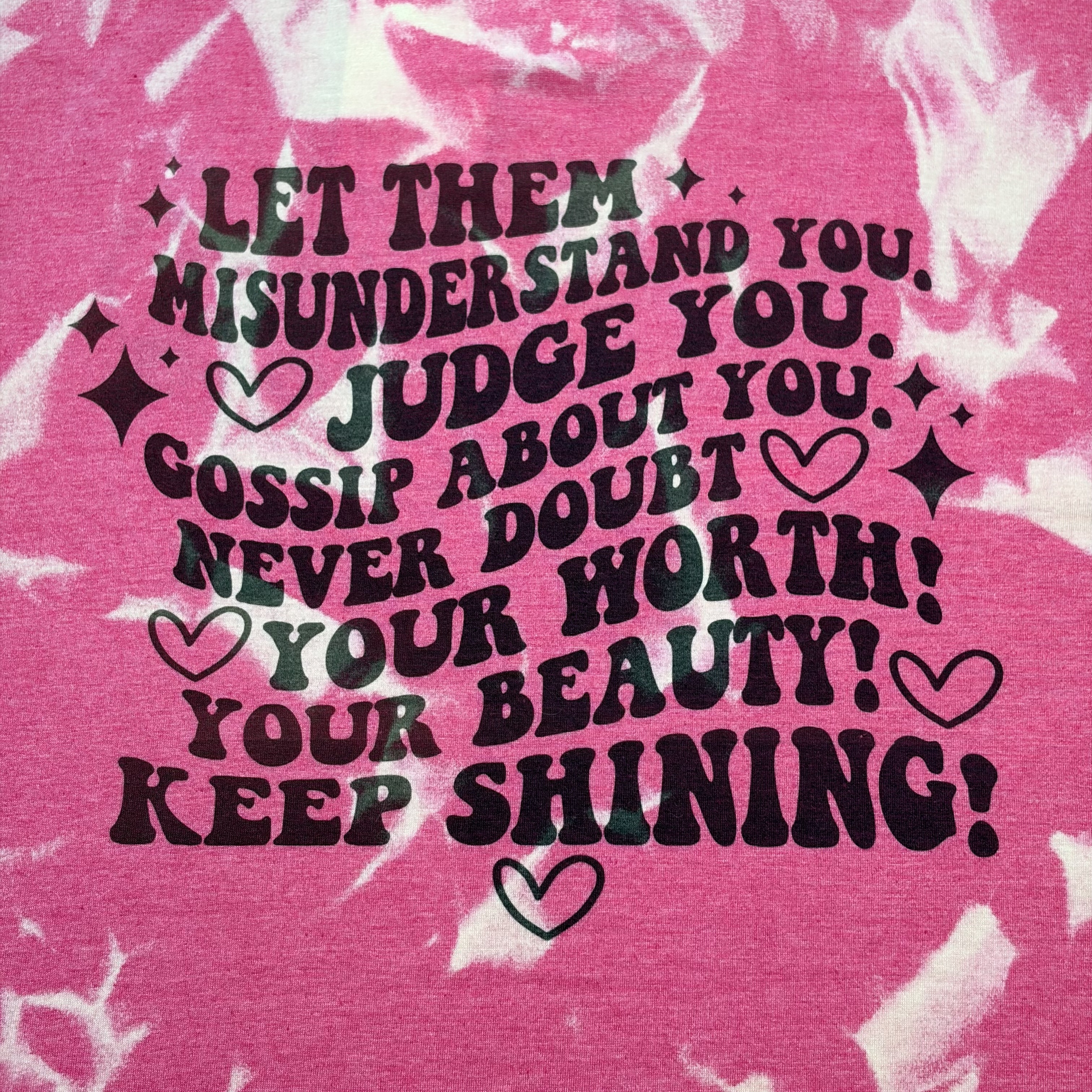 Bleach‑Dyed Heather Helvetica Tee – “Let Them” Front & Back Graphic - Large