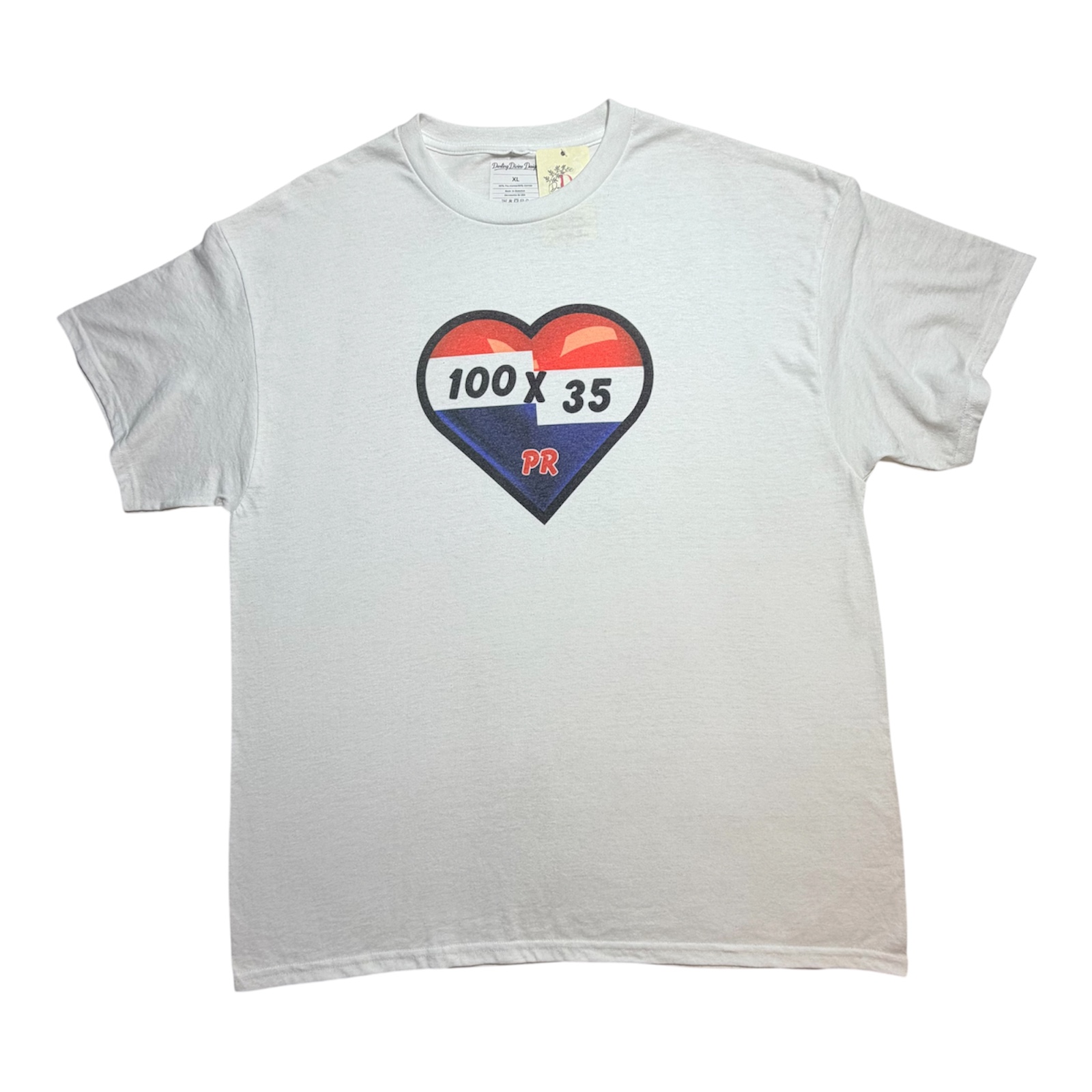 Puerto Rico Heart Flag Graphic T‑Shirt – Unisex XL – 100×35 PR Design