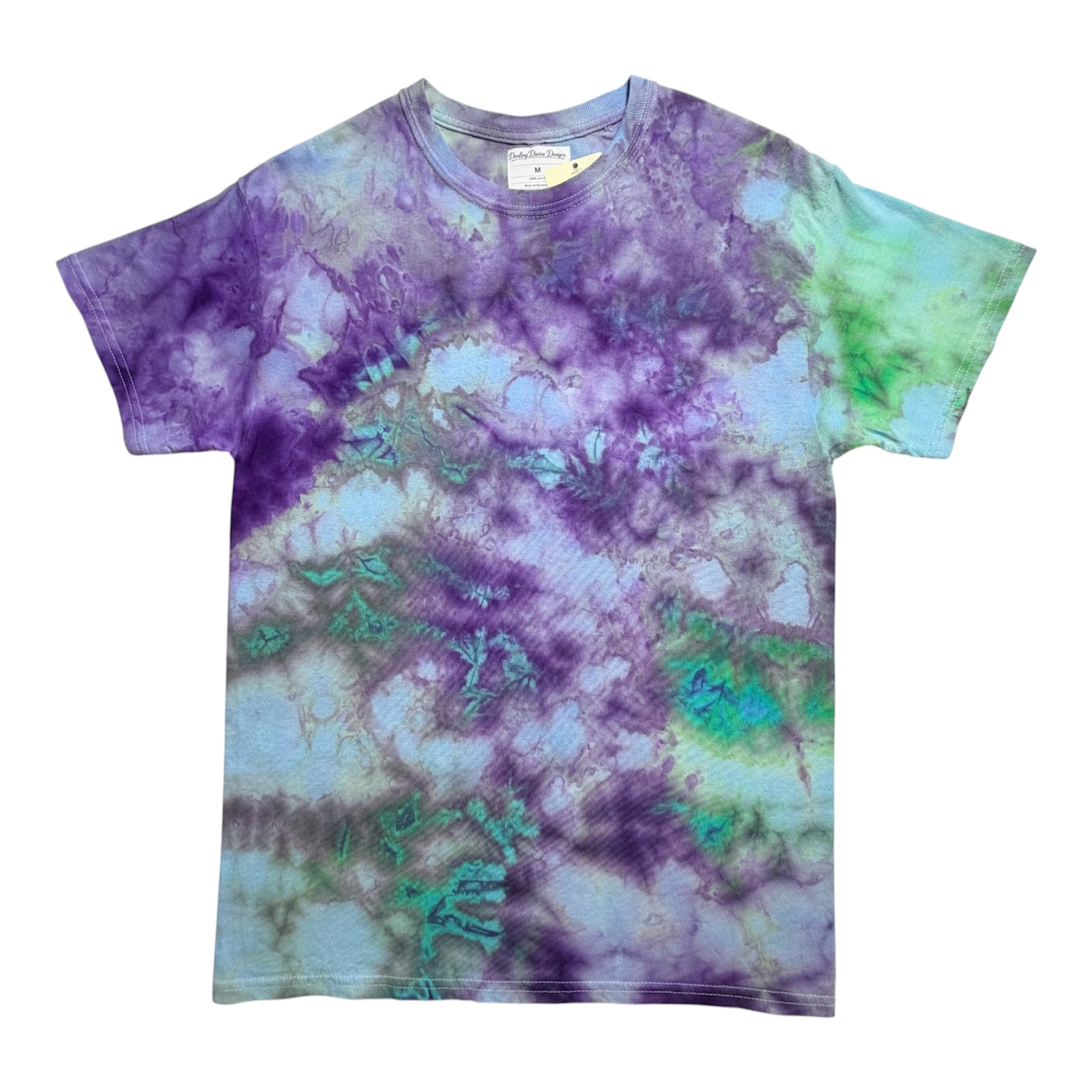 Purple/Blue/Green Tie Dye T‑Shirt – Hand Dyed – Unisex Medium