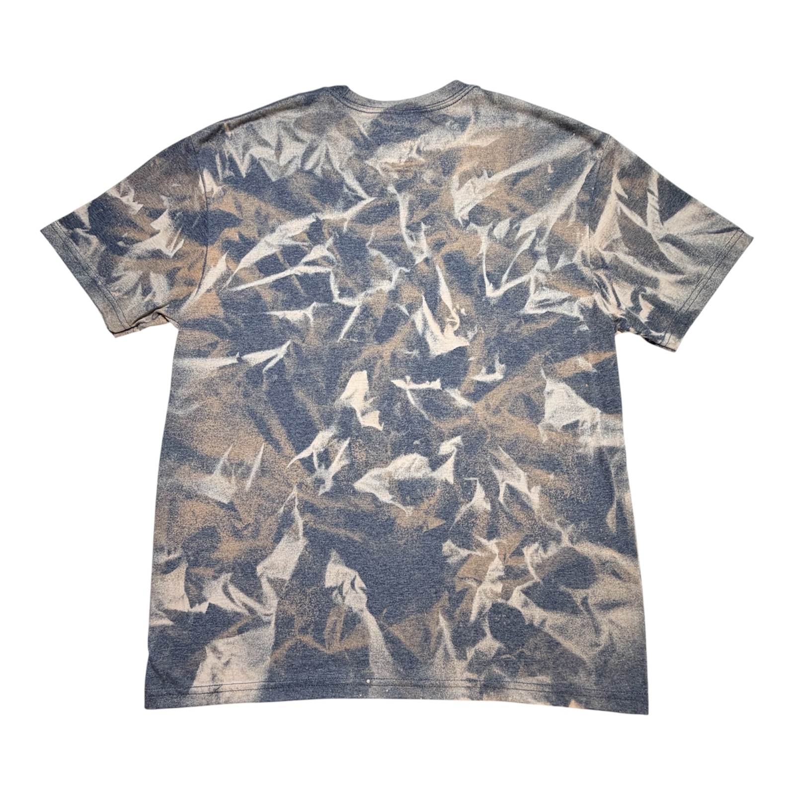 Bleach‑Dyed Cow Print Graphic Tee – “Wild & Free” Western Style – Unisex Large