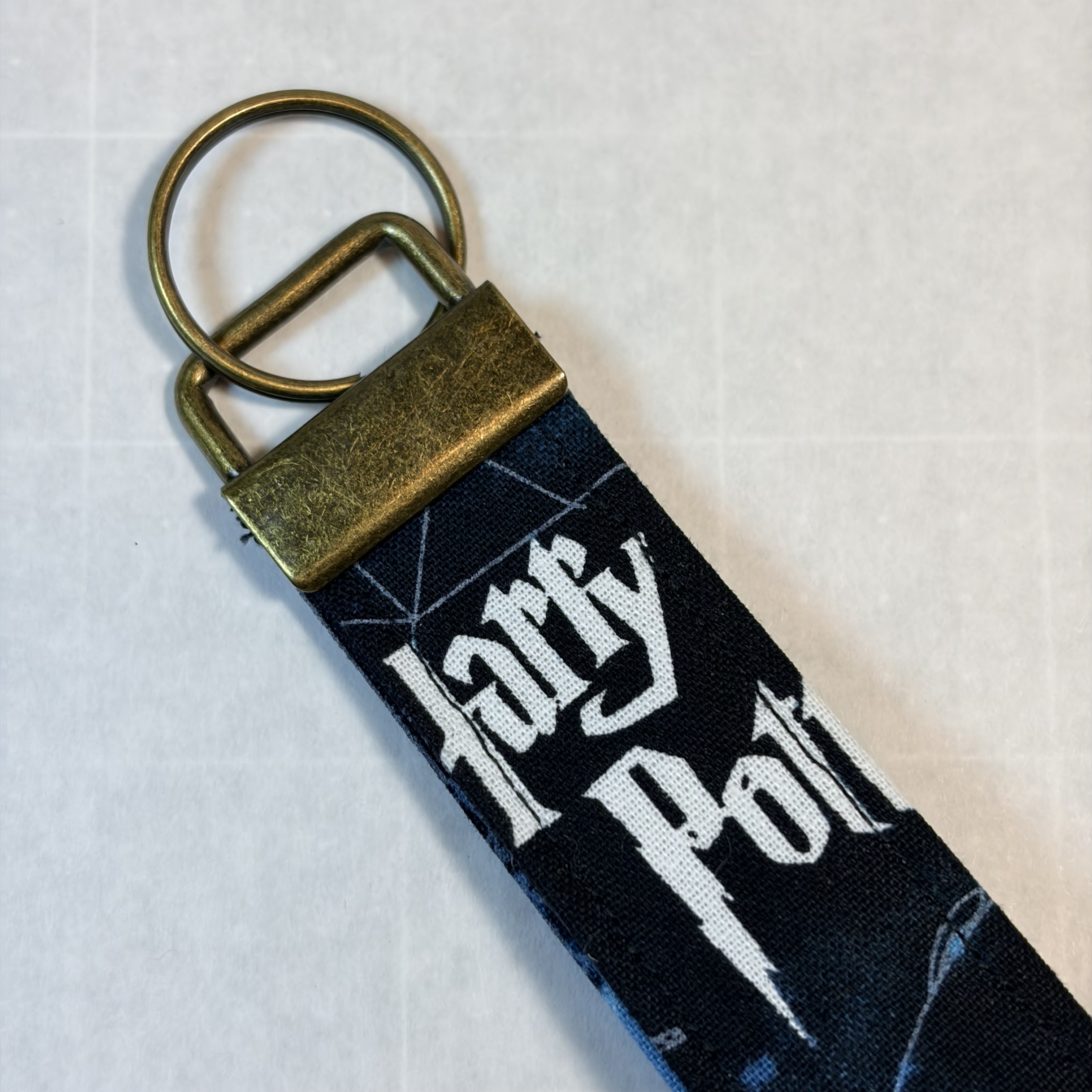 Harry Potter Key Fob Wristlet Handmade 6.5" Fabric Keychain with Bronze Hardware