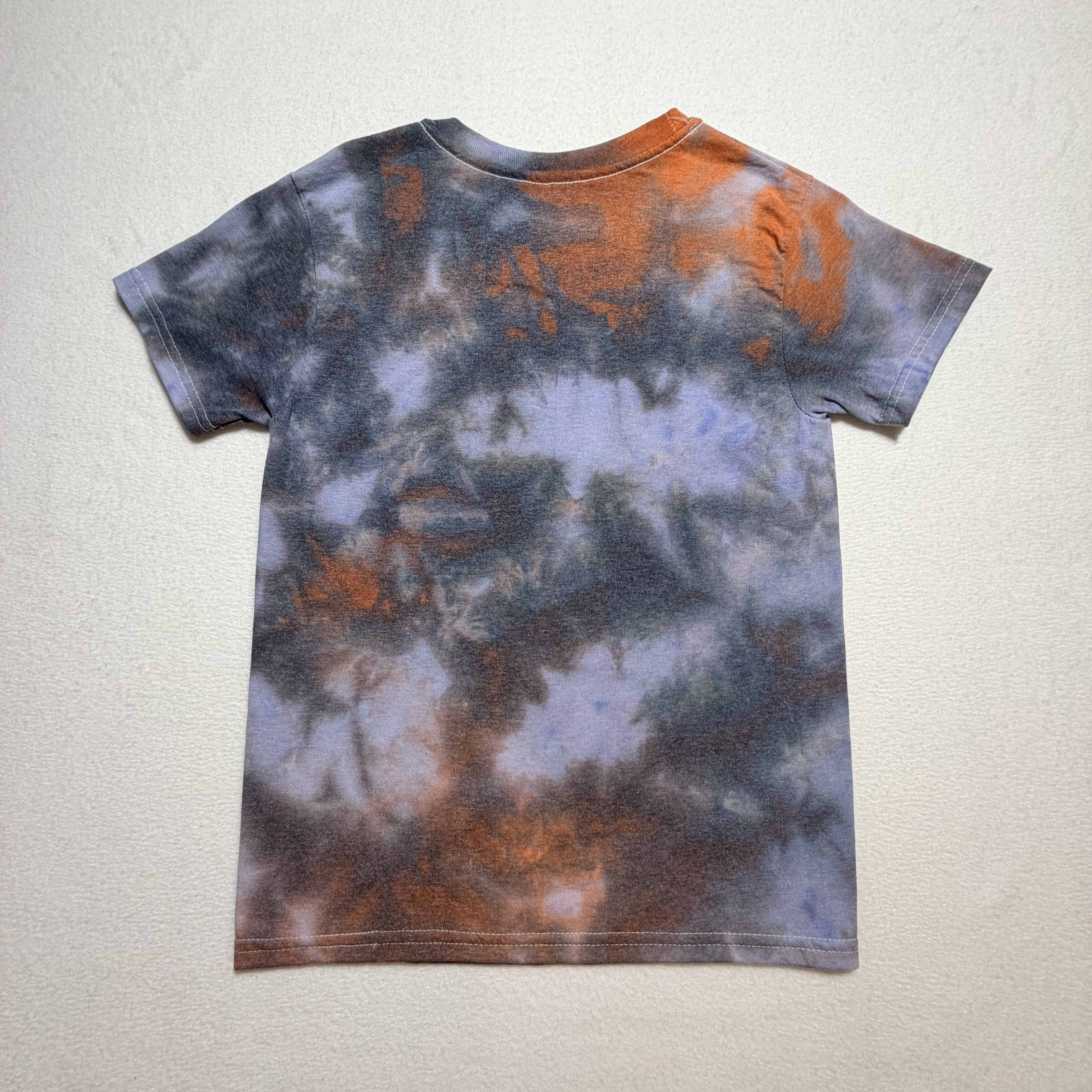 Youth Tie Dye T‑Shirt – Blue/Black/Orange Pattern – Medium 50/50 Blend