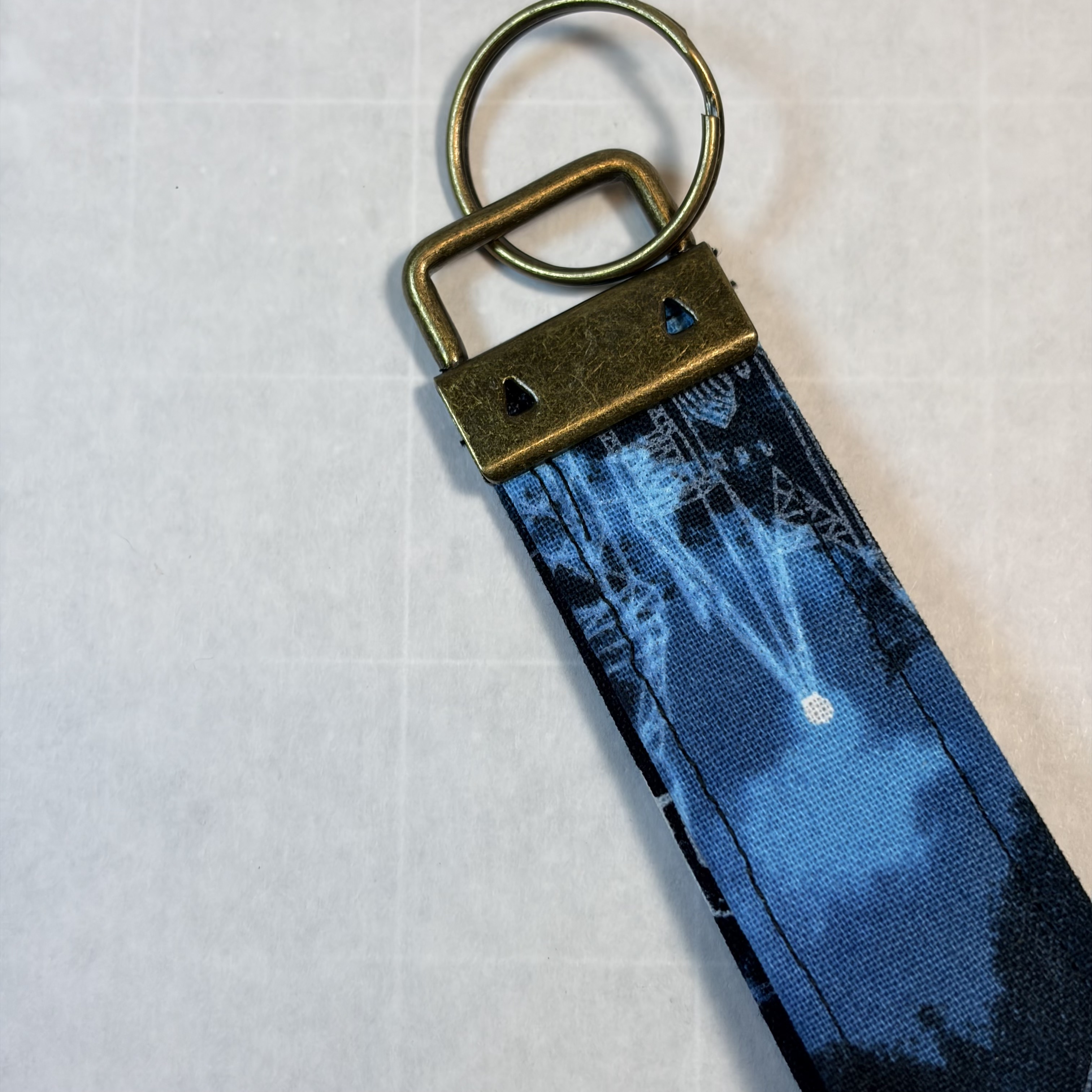 Harry Potter Key Fob Wristlet Handmade 6.5" Fabric Keychain with Bronze Hardware