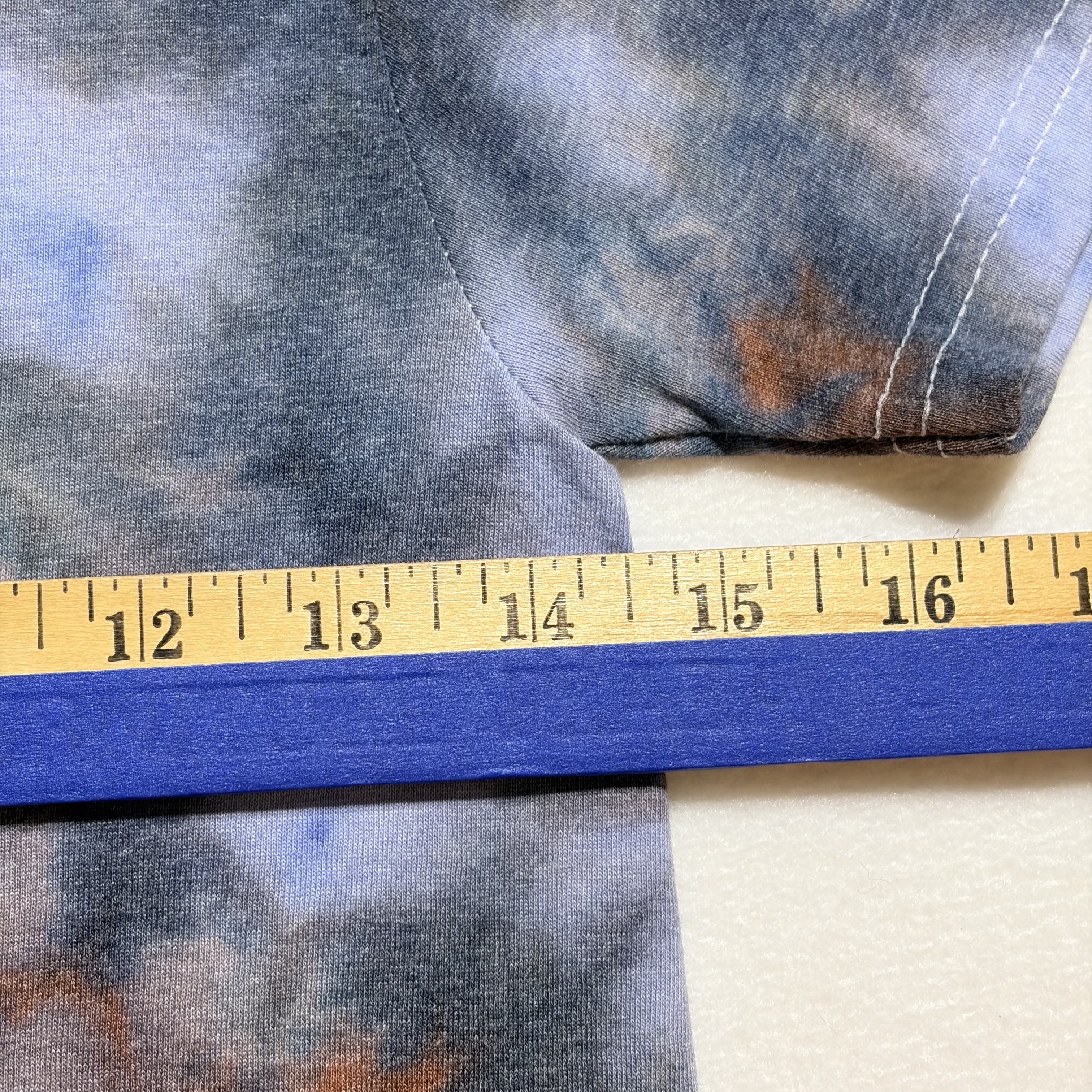 Youth Tie Dye T‑Shirt – Blue/Black/Orange Pattern – Medium 50/50 Blend