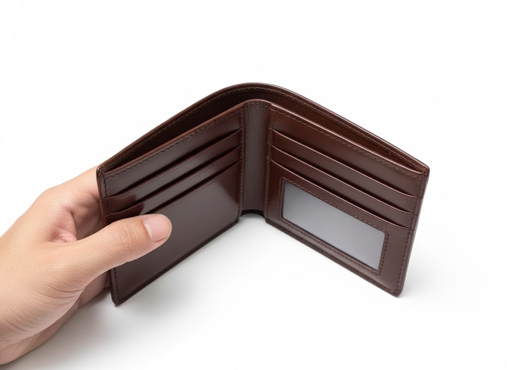 Premium Men's Brown Crocodile-Embossed Leather Wallet – Luxury Bifold Design