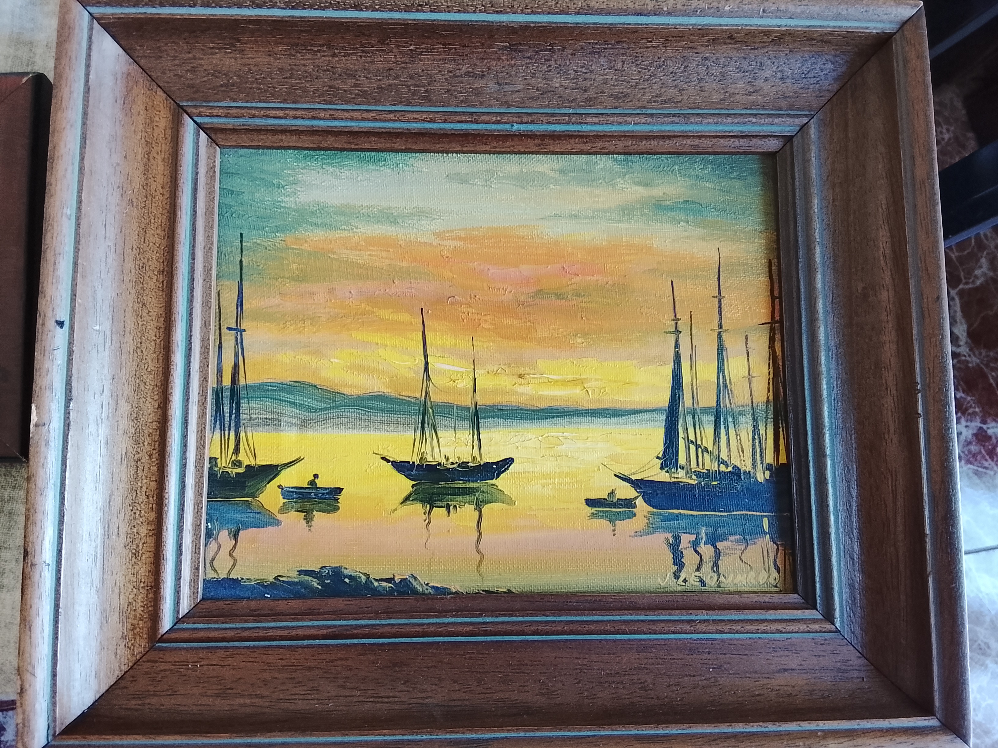 Pintura de barco al óleo