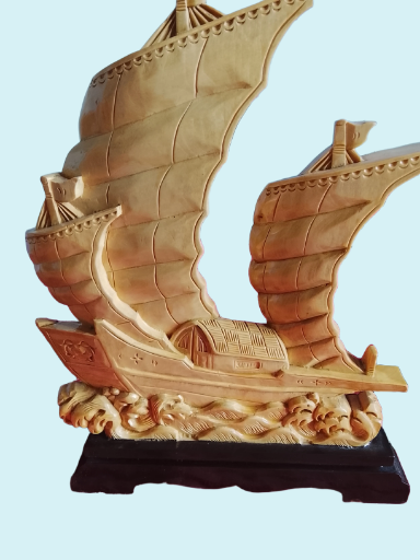 Barco decorativo de madera y metal