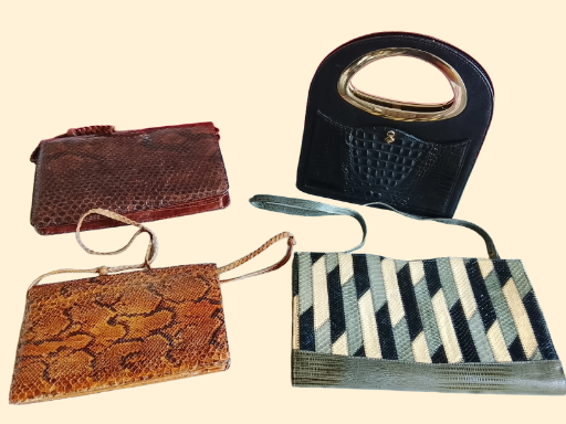Bolsos vintage de piel de serpiente y pitón auténticos.