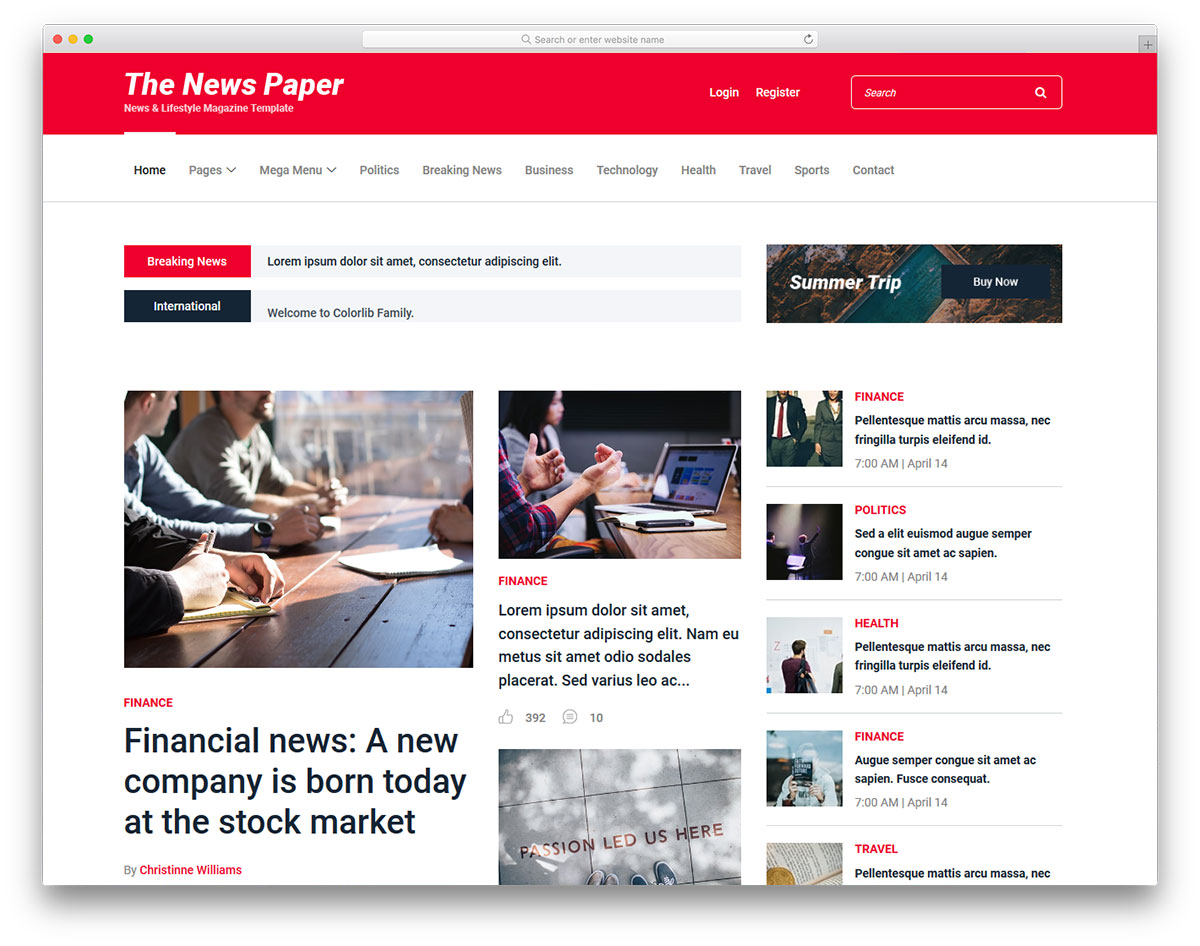 The News Paper Website Template