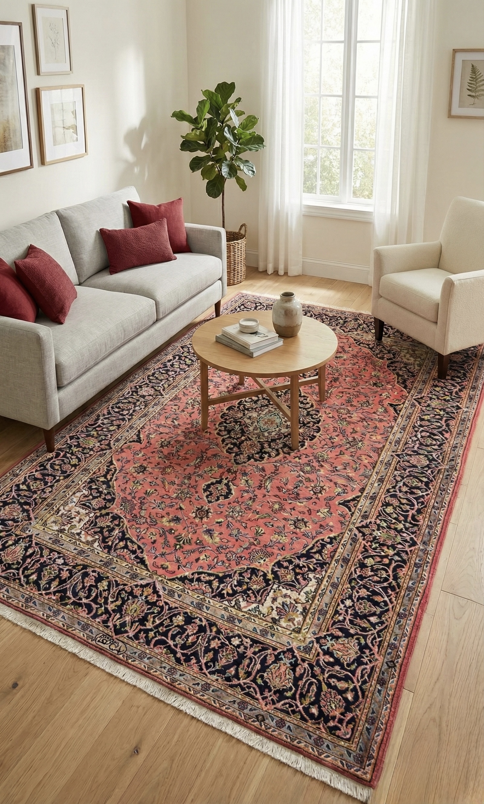 Tappeto Kashan Lana & Seta 140×228 cm