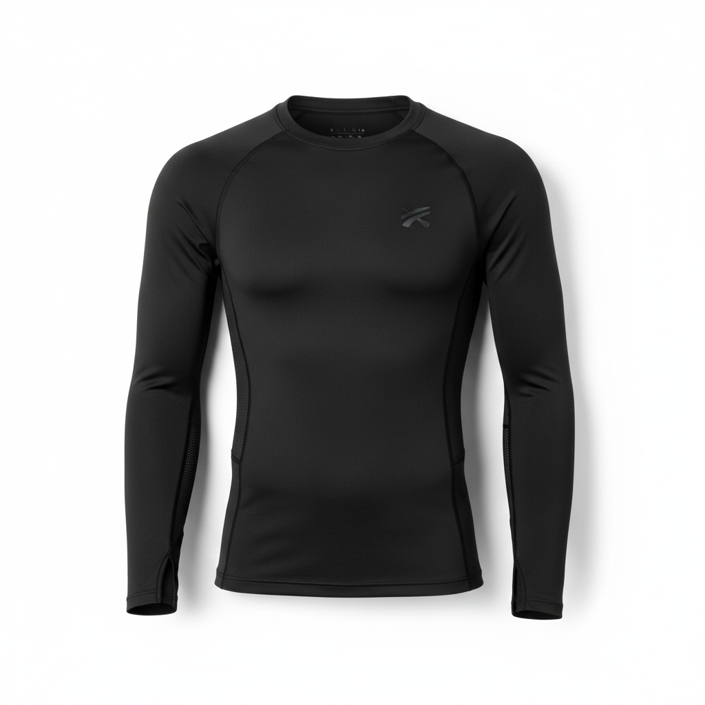 Camisa de compressão masculina preta de manga comprida