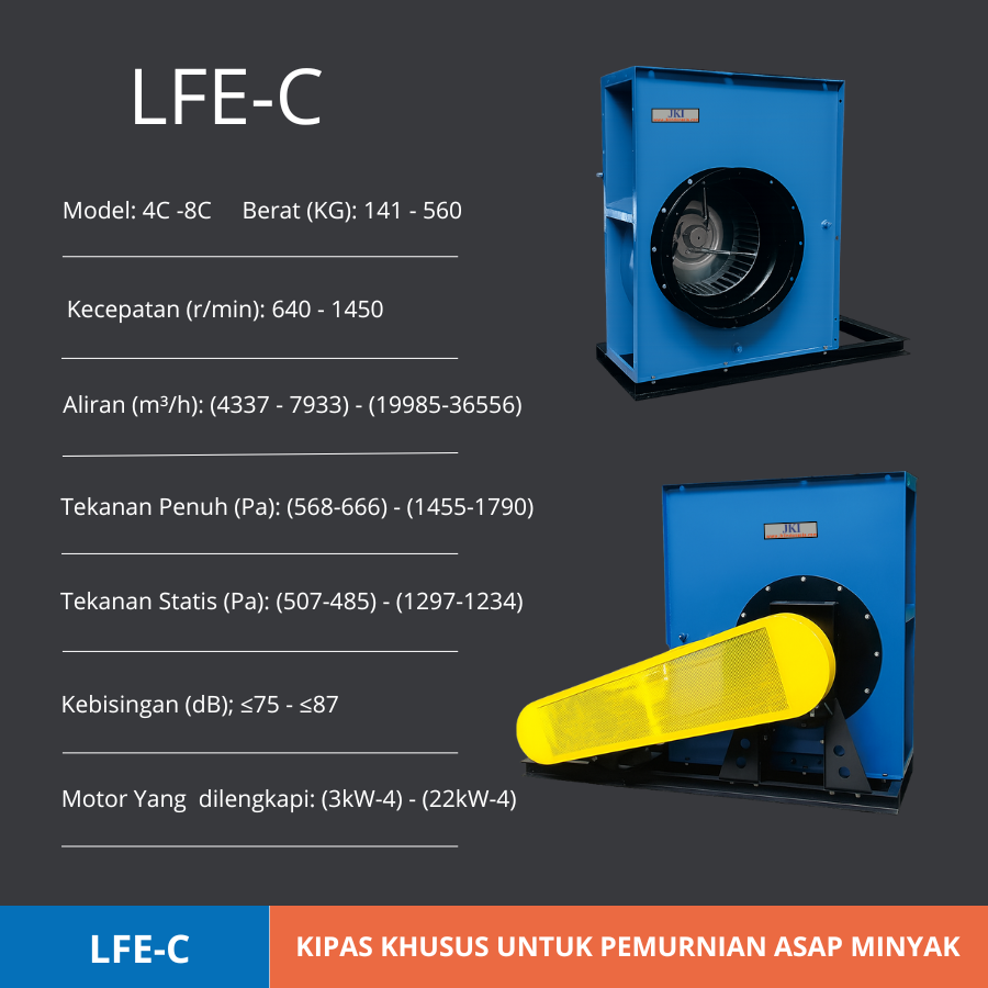LFE-C Kipas Khusus Pemurnian Asap Minyak | Sistem Ventilasi Industri