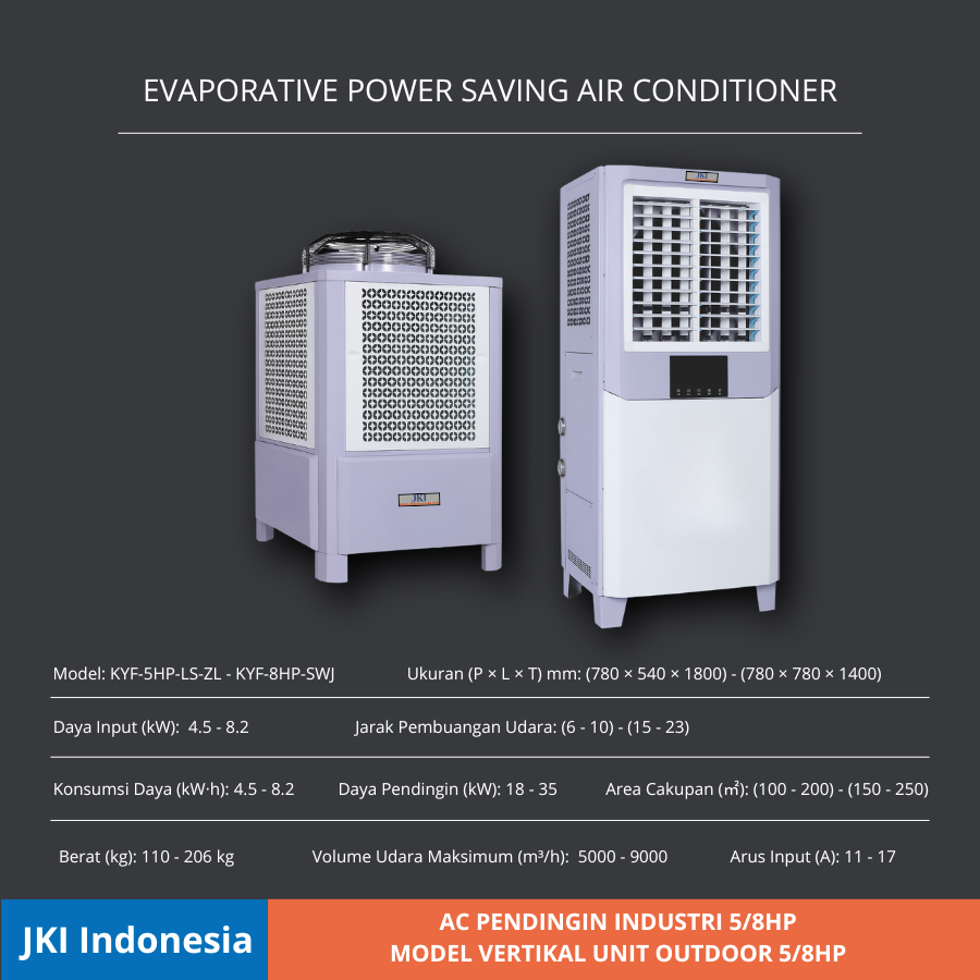 AC Pendingin Industri 5/8 HP Model Vertikal | Sistem Pendingin Outdoor Industrial