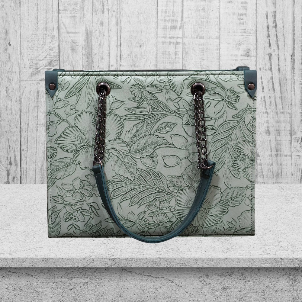Floral Embossed Tote Bag