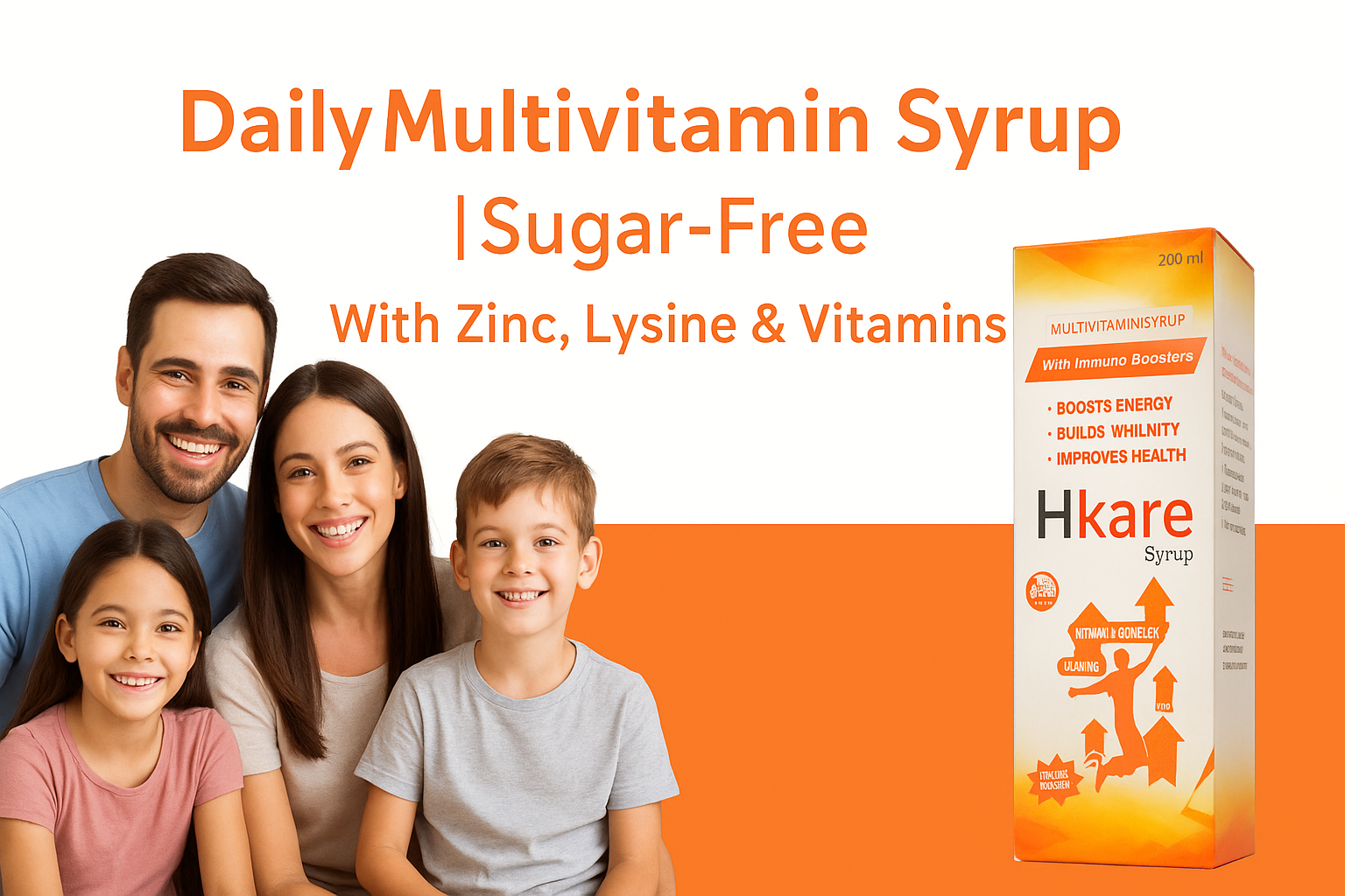 Keepkare Hkare Multivitamin Syrup – With Immuno Boosters | 200ml | Sugar-Free | Orange Flavour