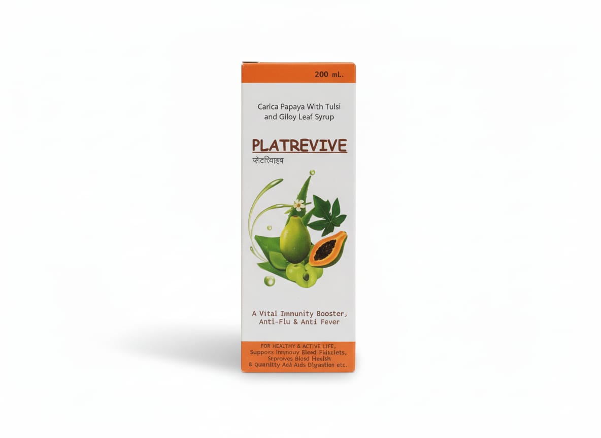 Platrevive Syrup, Natural Immunity Booster with Papaya, Giloy, Tulsi, Aloe Vera, Haldi, and Herbal Extracts, 200ml