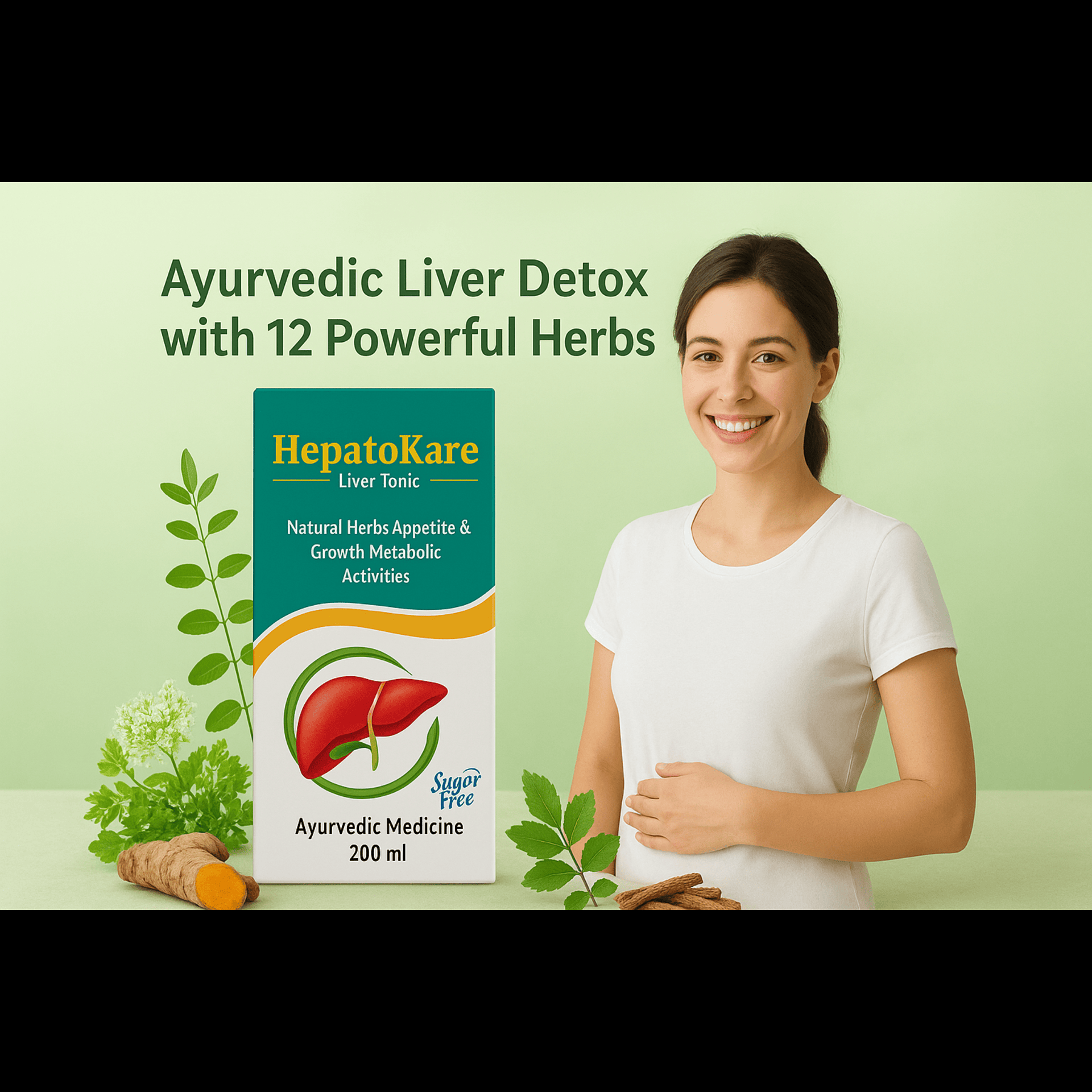 HepatoKare Liver Tonic, Natural Herbs Appetite & Growth Metabolic Activities, Ayurvedic Medicine, 200 ml