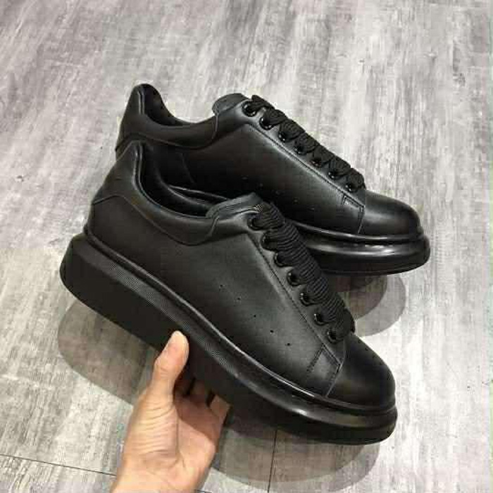 Premium All-Black Thick-Sole Sneakers – Modern Dubai Street Style