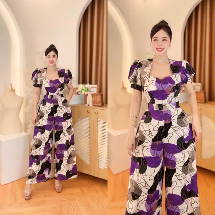 Abstract Print Wide-Leg Jumpsuit in Dubai