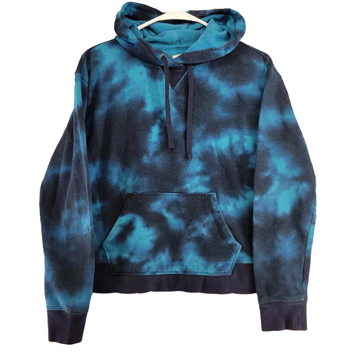 Blue & Black Tie-Dye Hoodie – Cozy Unisex Fleece Pullover