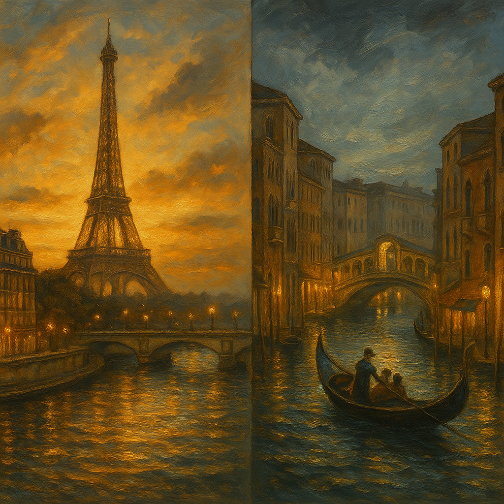 Romantic European Cityscape Painting