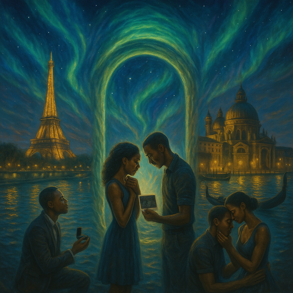 Romantic Paris-Venice Nightscape Painting