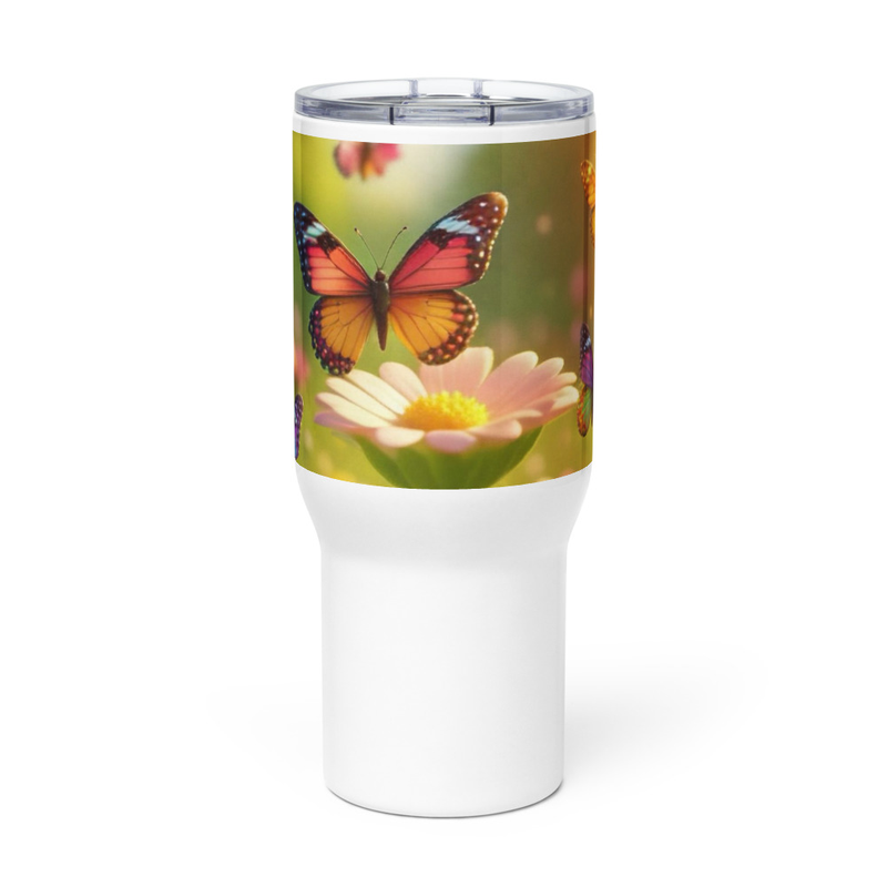 Butterfly Garden Travel mug with a handle
