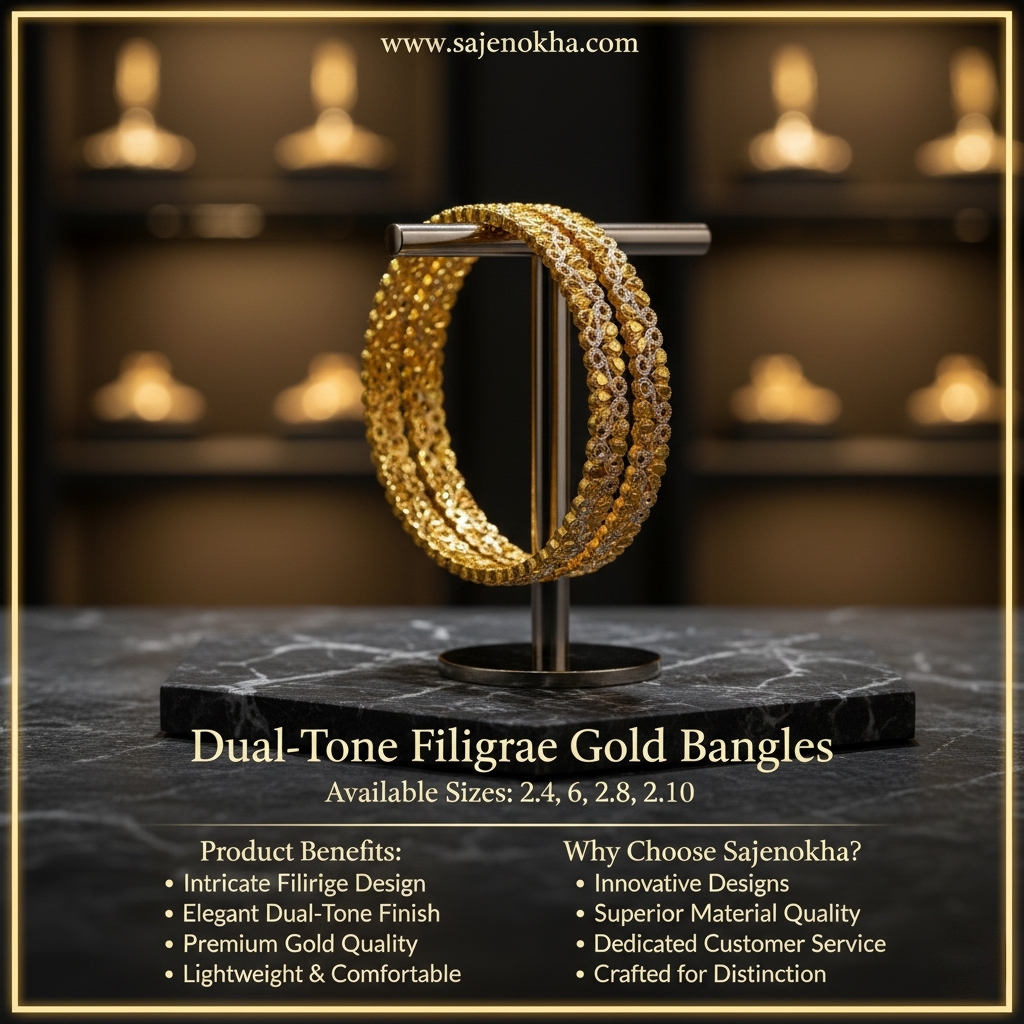 Dual-Tone Filigree Gold Bangles for Modern Sophistication
