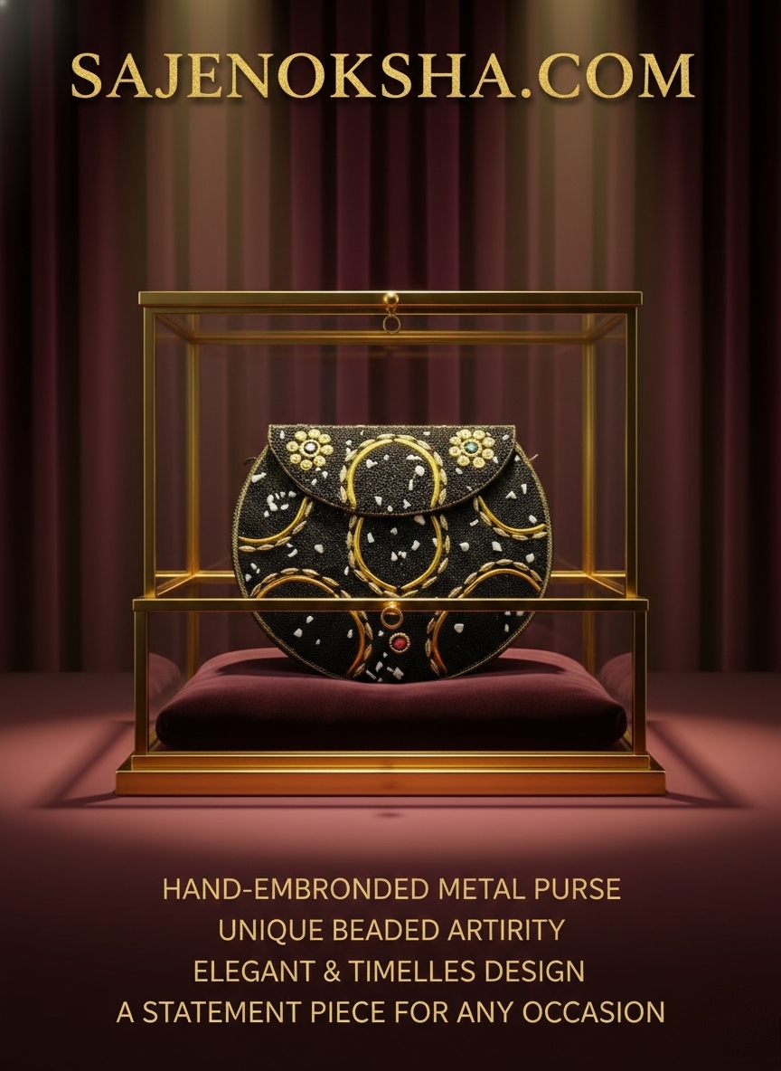 Hand-Embroidered Metal Purse