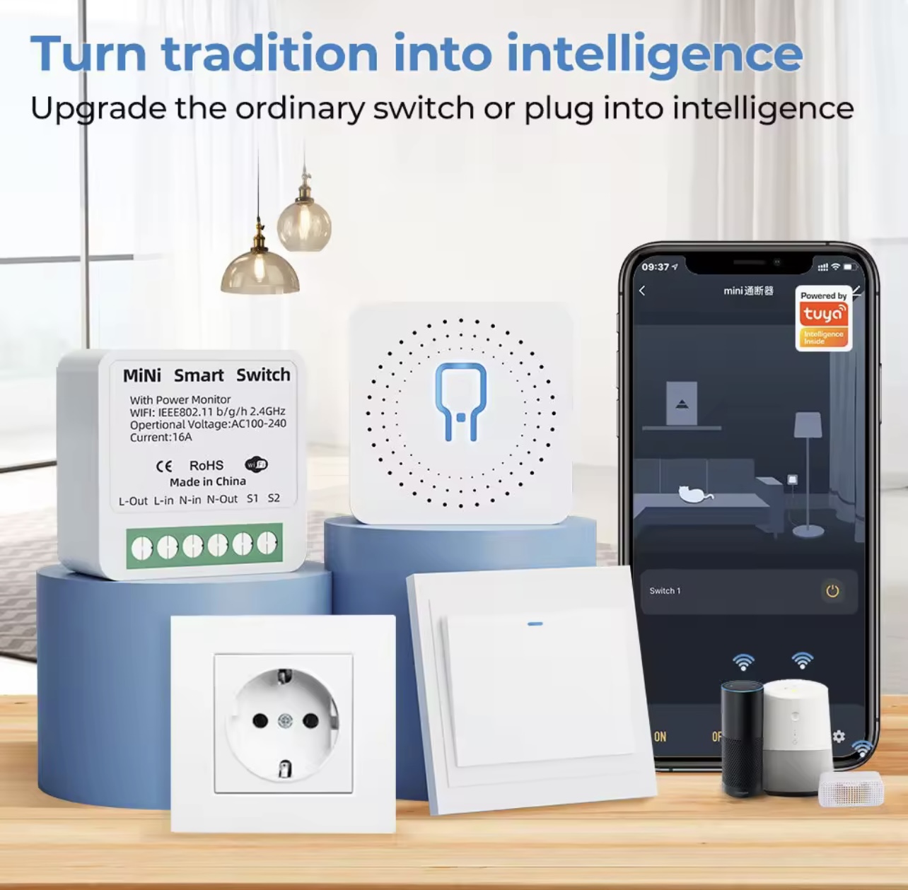 2-Channel Smart WiFi Switch Module 16A | Tuya Smart Life 