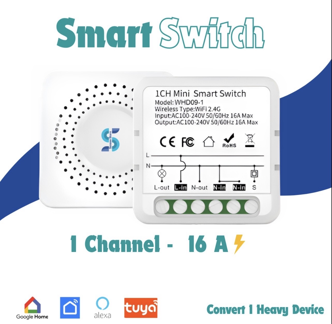1-Channel Smart Switch Module 16A Heavy Duty 3500W