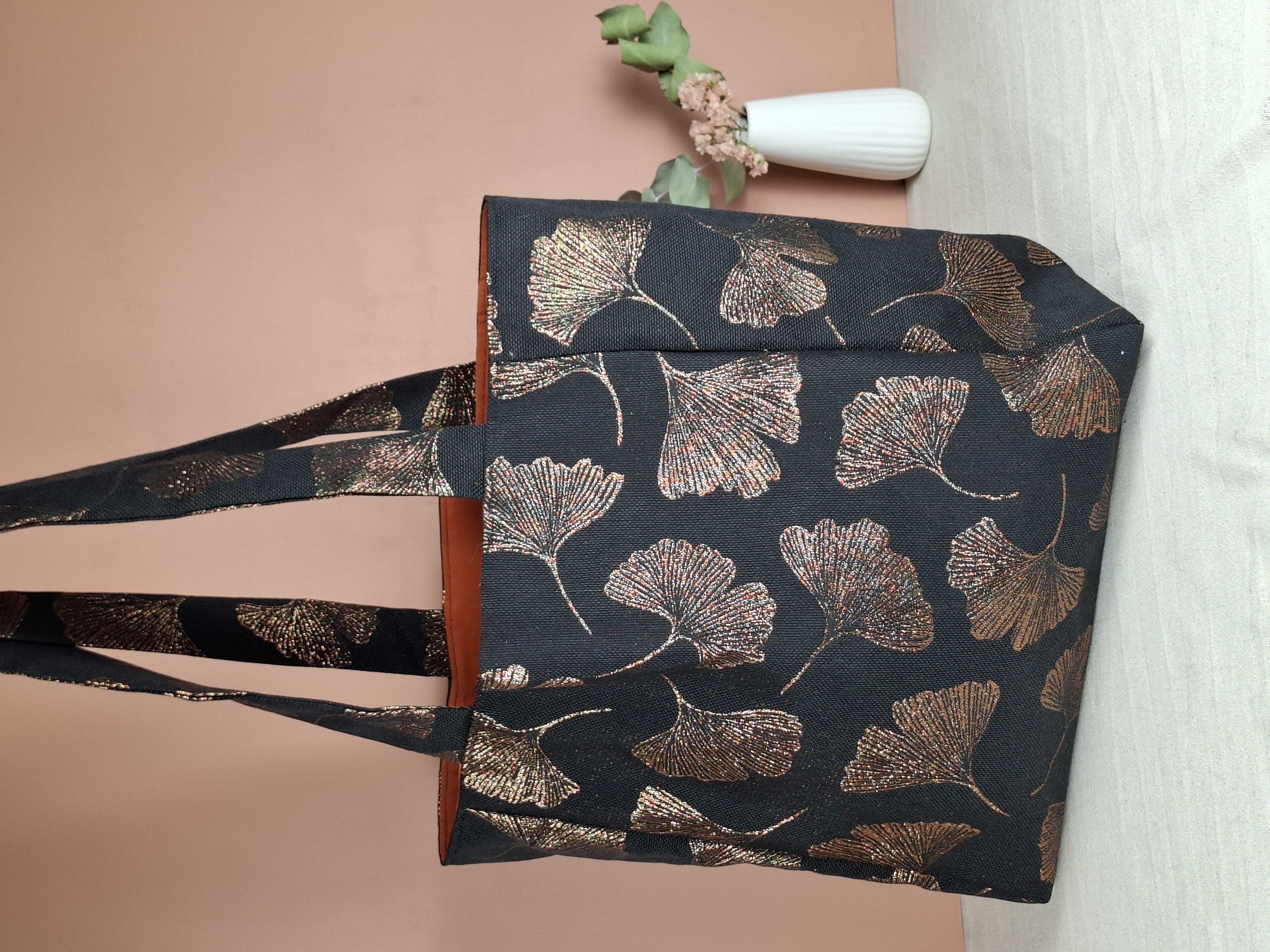 Cabas City "ginko noir et bronze"