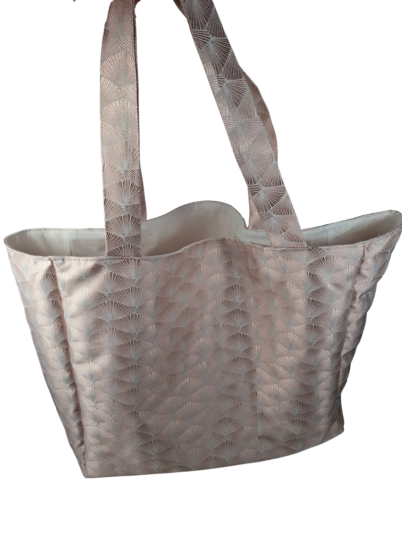 Cabas Pop "Ginko rose et blanc"