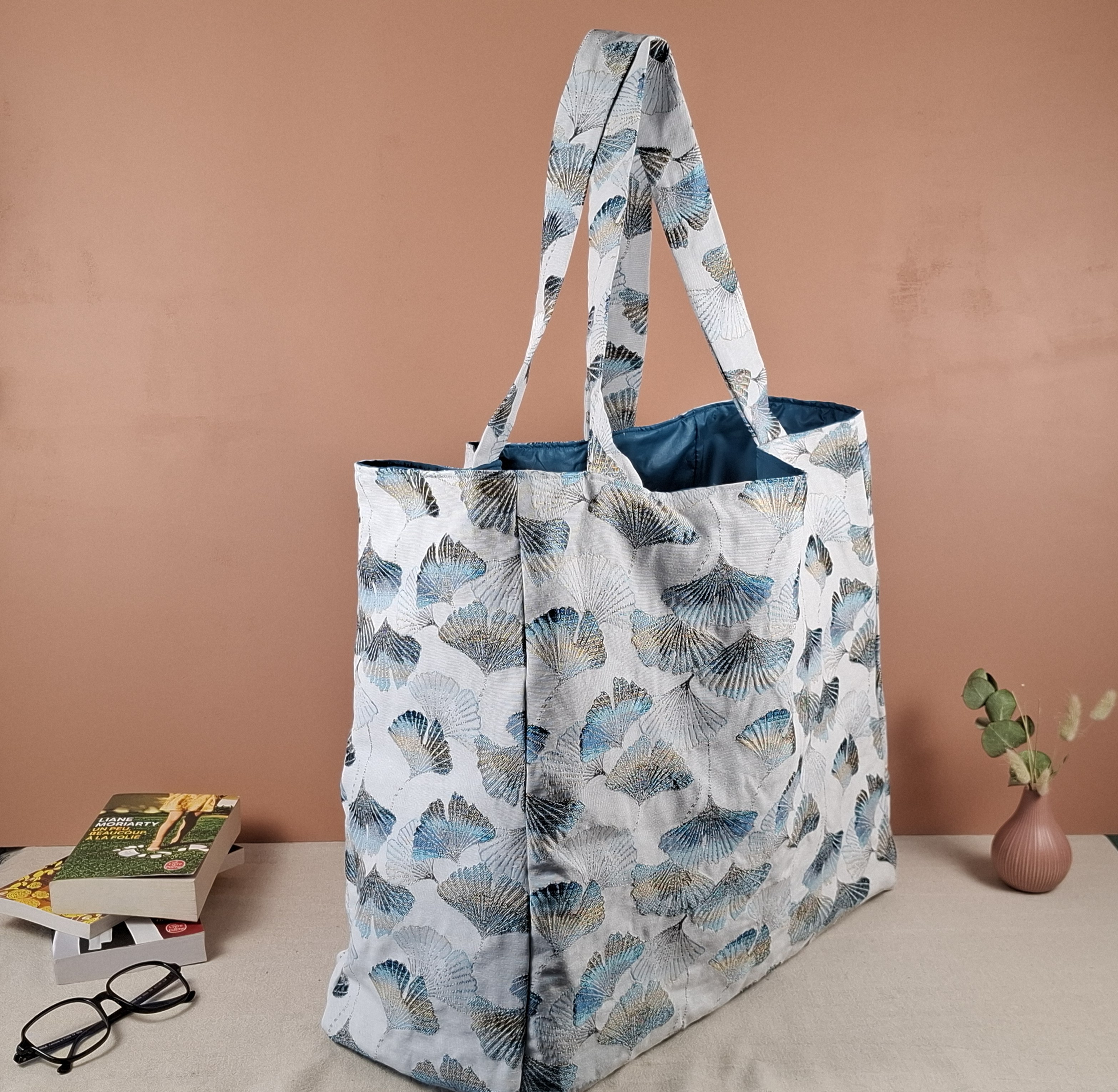 Cabas Pop "ginko bleu"