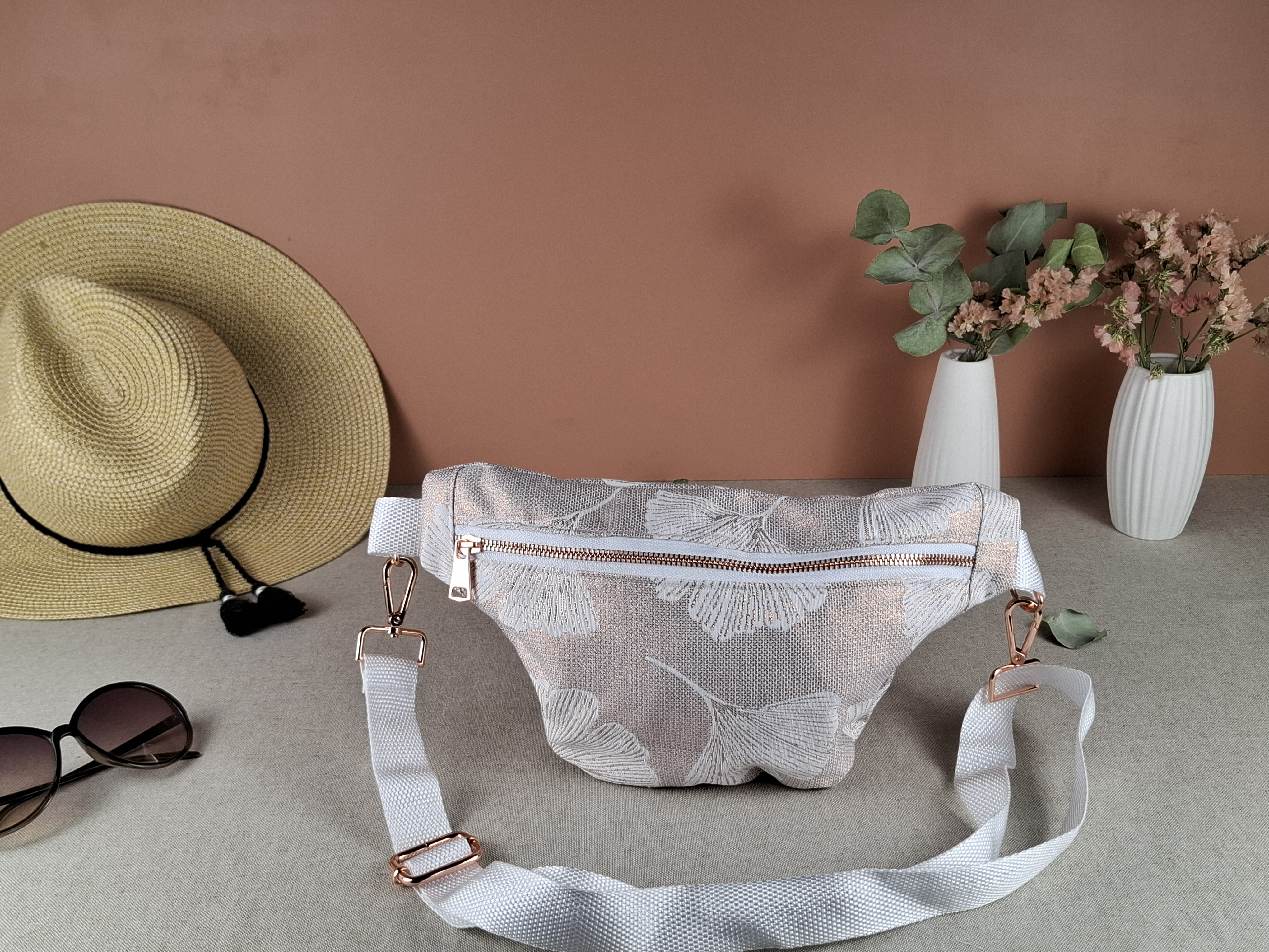 Banane "rose gold fleurs de ginko blanches"