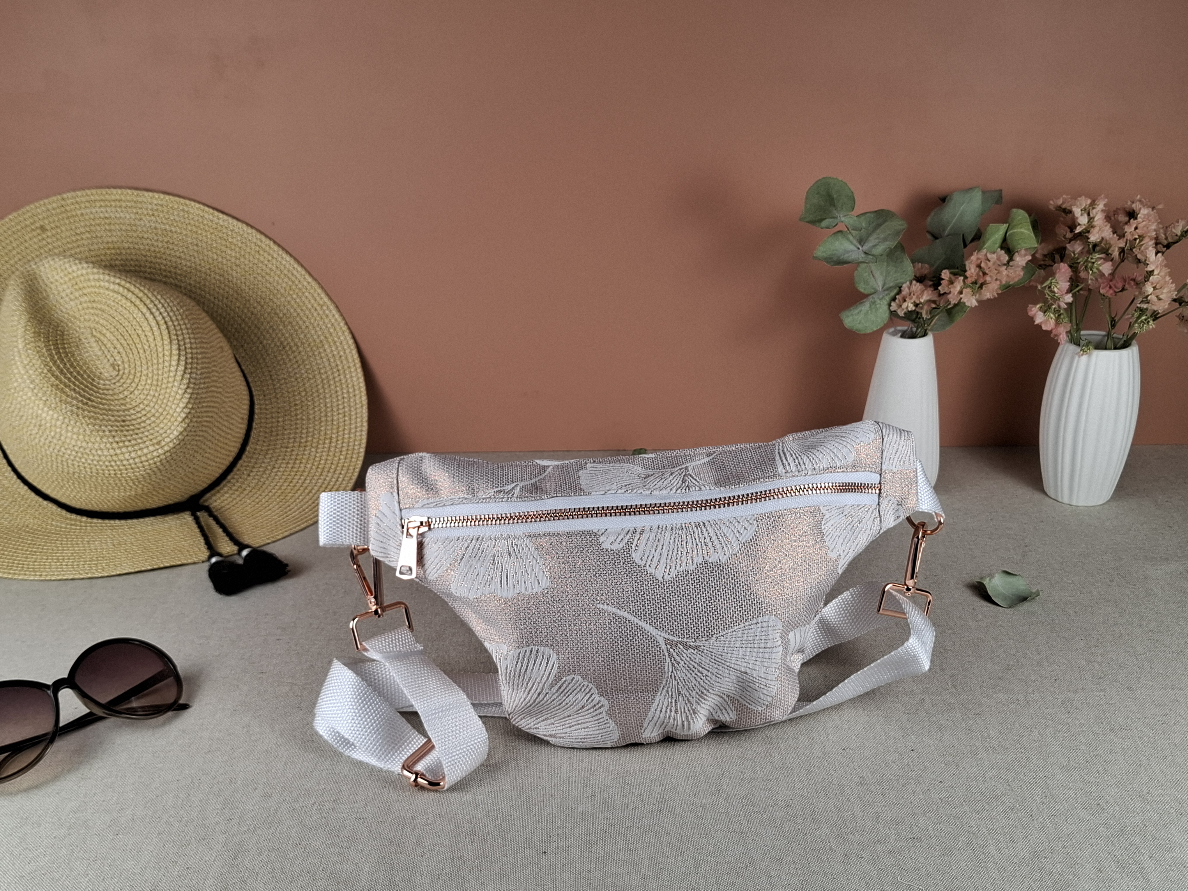 Banane "rose gold fleurs de ginko blanches"