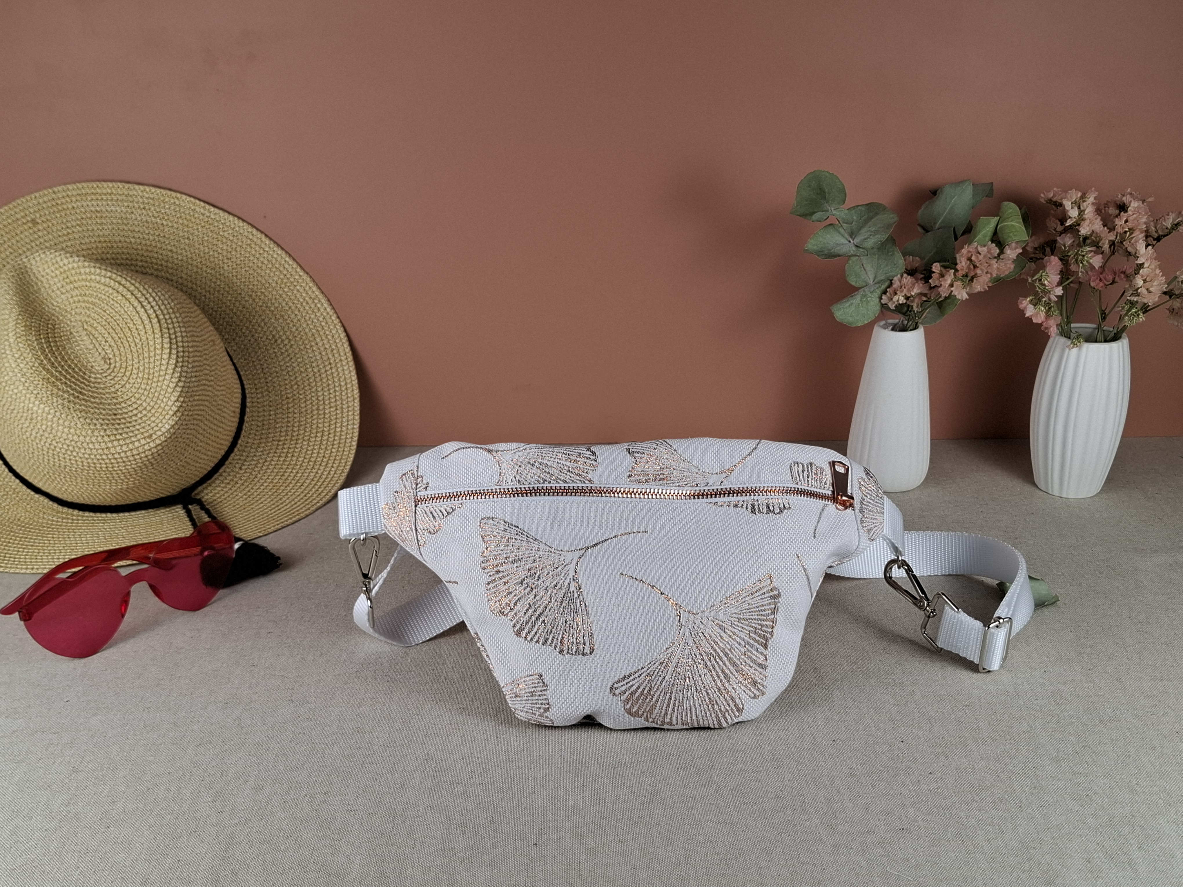 Banane "blanche fleurs de ginko rose gold"