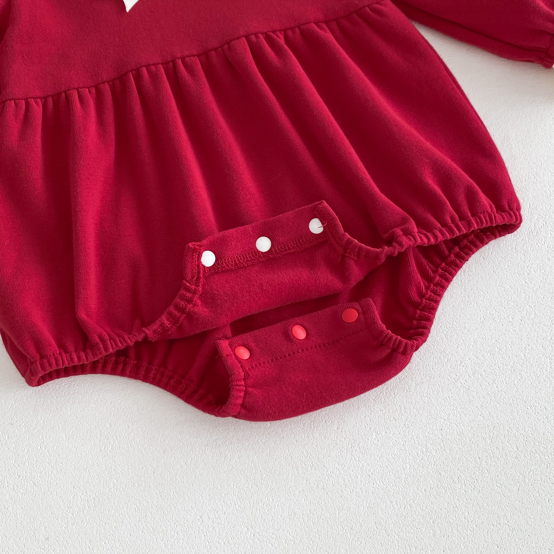 Red Baby Romper with Bow Collar