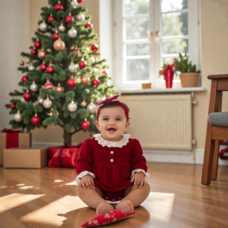 Elegant velvet romper with ruffled collar